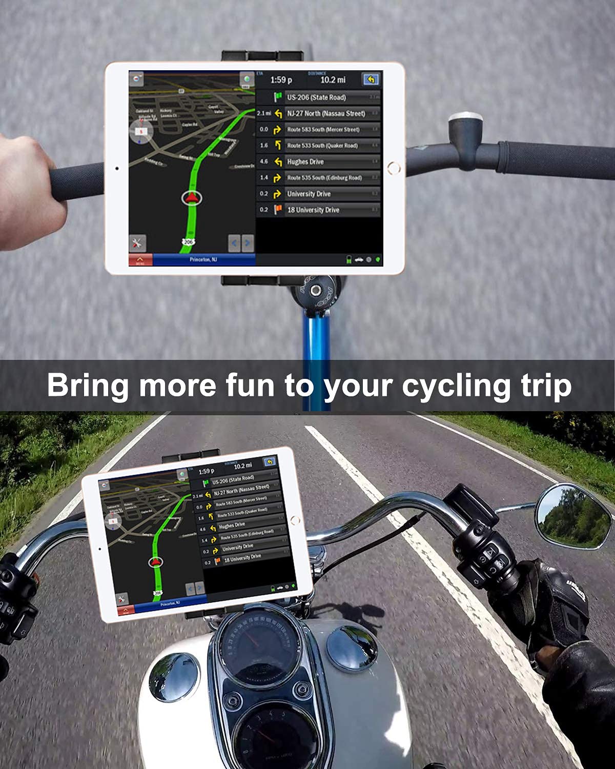 Woleyi Bike Tablet Mount, Motorcycle Bicycle Tablet Holder, Cycling Handlebar Tablet Clamp With 360 Rotation For Ipad Pro/Air/Mi