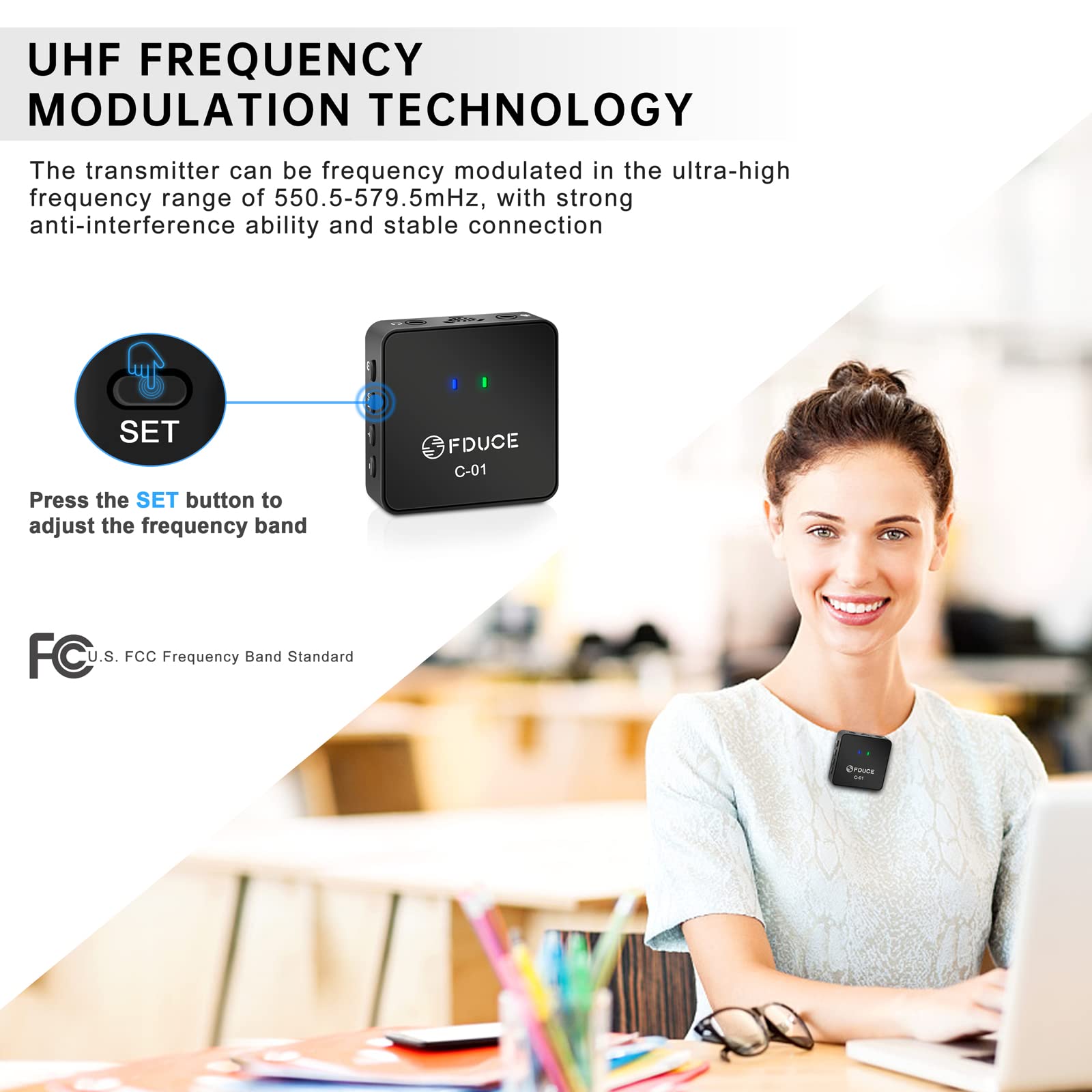 Fduce Uhf Wireless Lavalier Microphone System, Compatible With Phones And Cameras For Youtube, Tiktok, Interview(Single Transmit