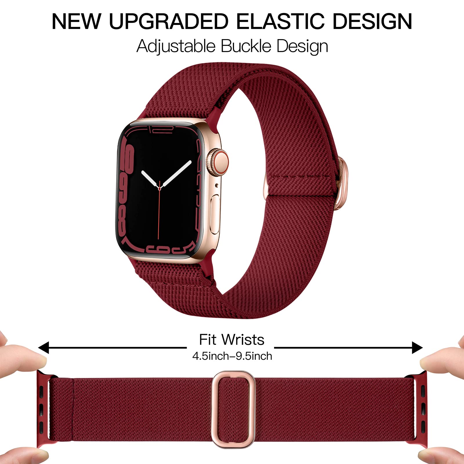 Daqin Stretchy Nylon Solo Loop Compatible With Apple Watch 44Mm 45Mm 46Mm 49Mm 42Mm 41Mm 40Mm 38Mm, Soft Elastic Braided Sport S