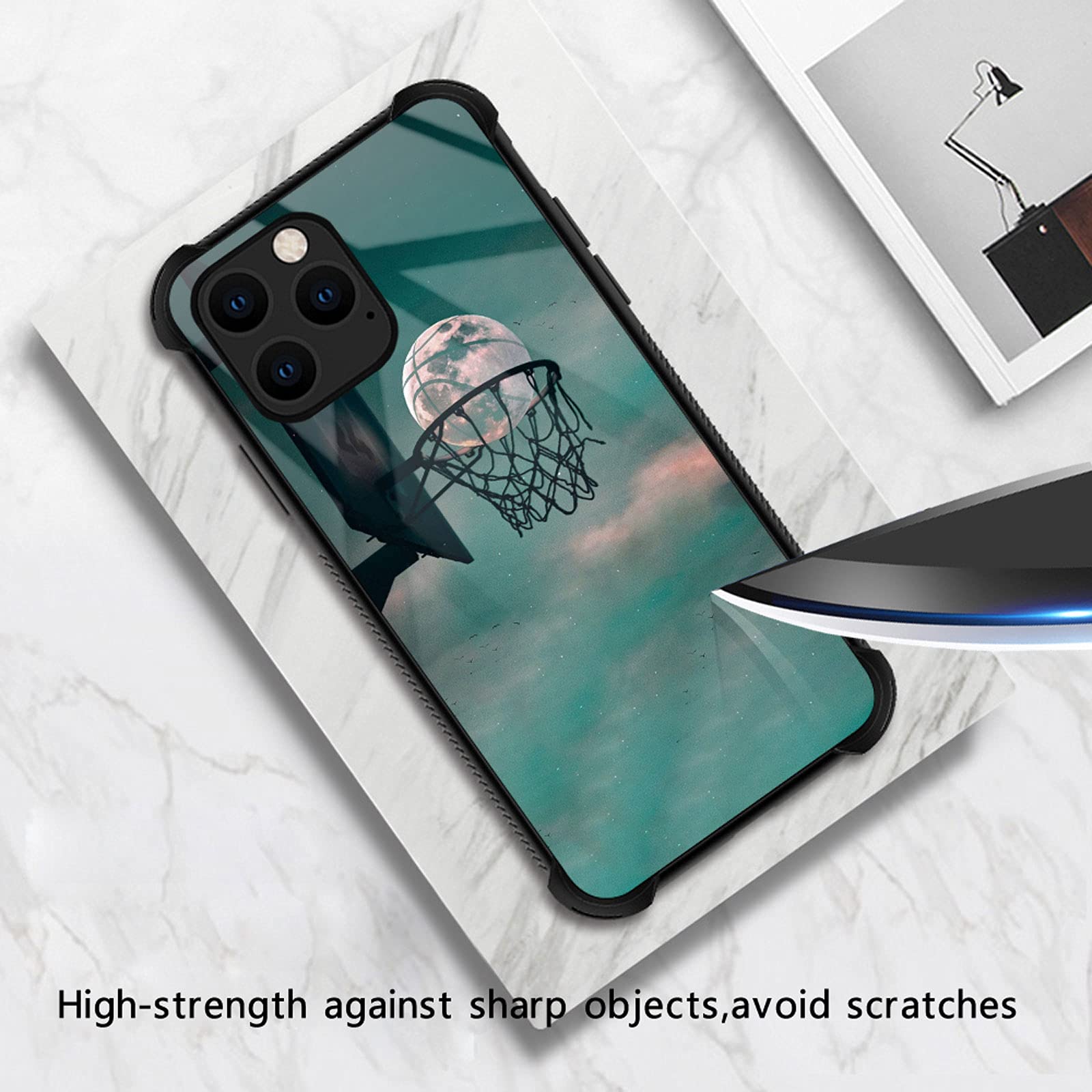 CARLOCA iPhone 13 Pro Max Case Shockproof Anti-Scratch Drop Protection Polycarbonate Moon Basketball Love