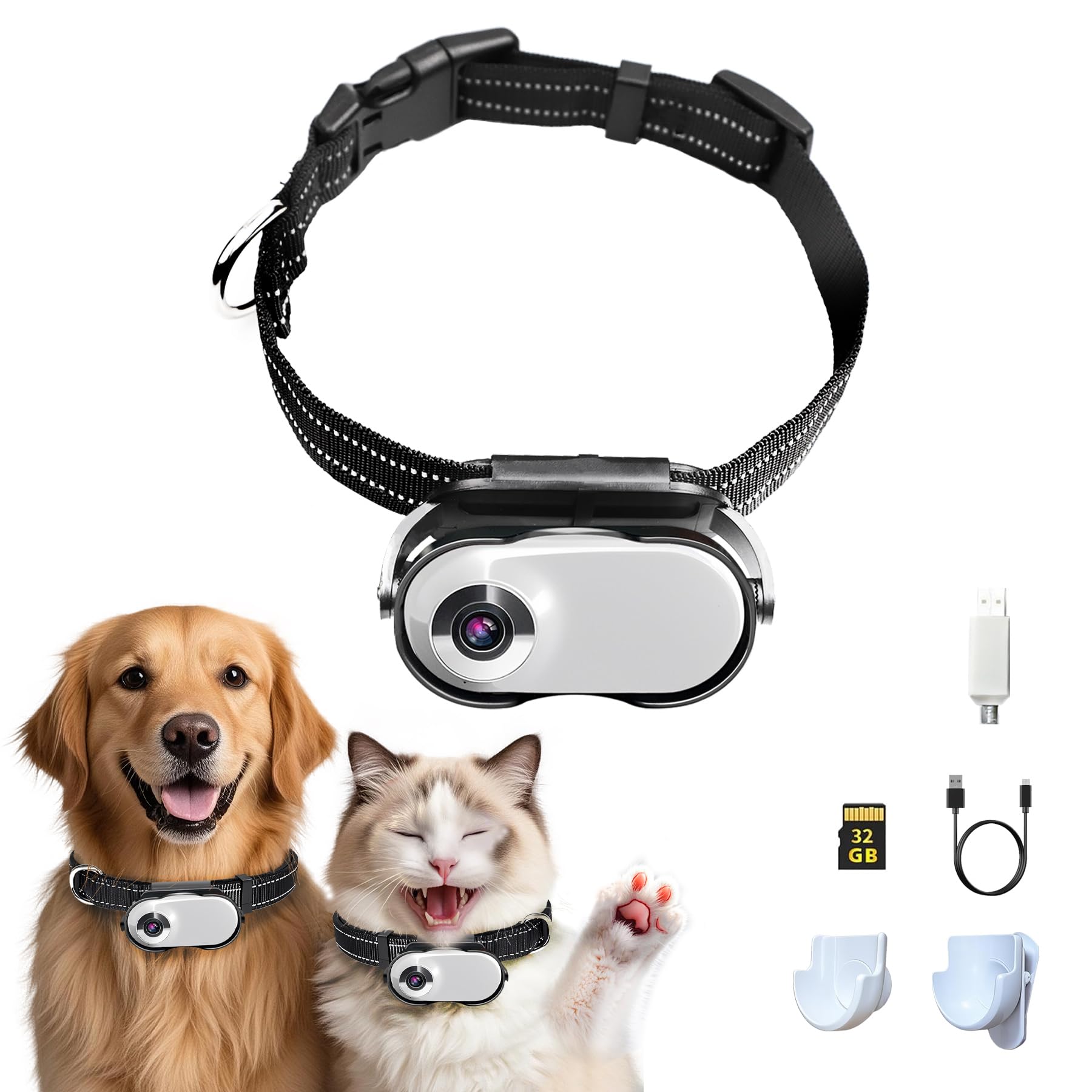 Tefire Cat Camera Collar Hd 1080P With Video Record Wireless Mini Sport Cam,Small Action Cameras,Body Camera For Pet Supplies/No