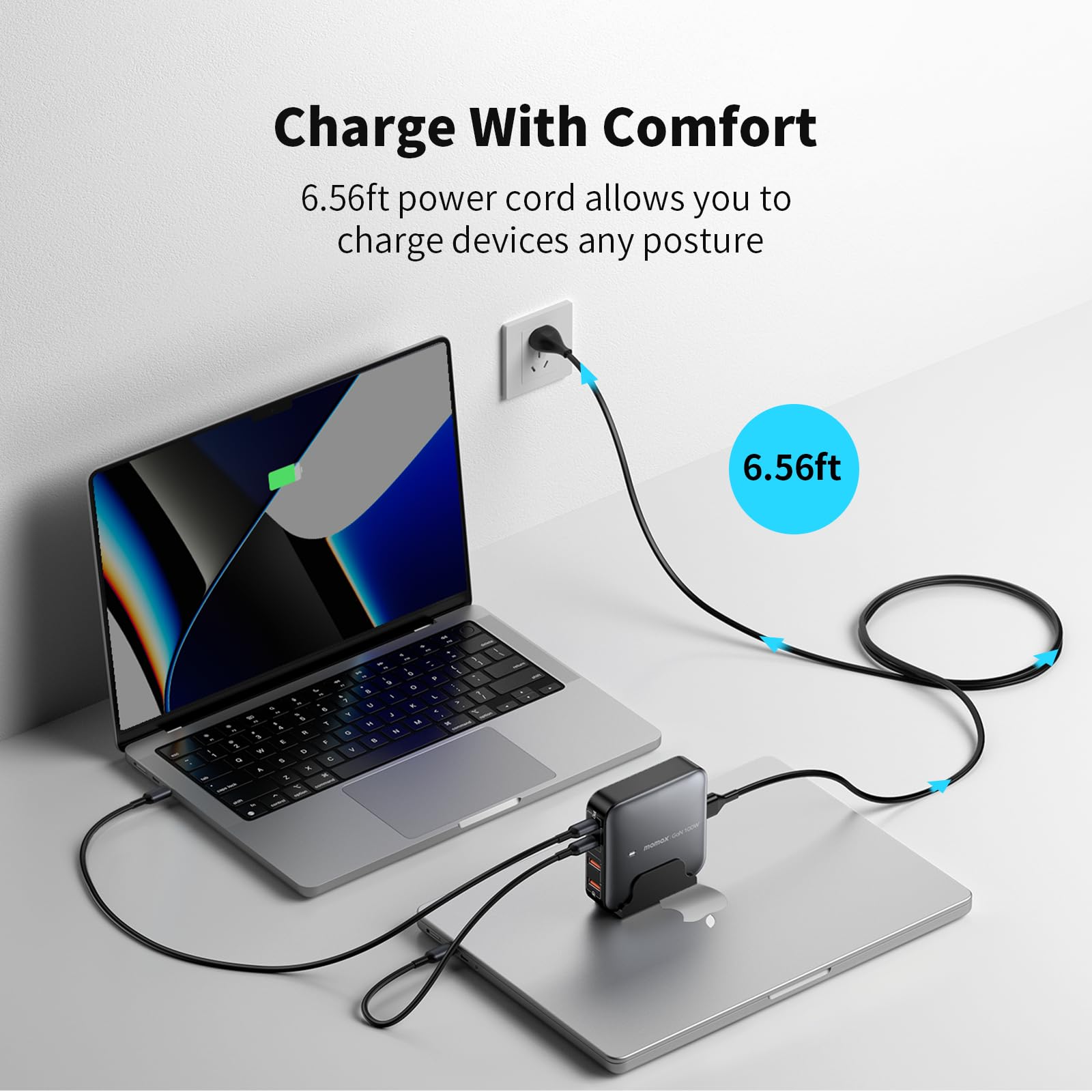 Momax Usb C Charging Station 100W, Gan Technology, Pd & Qc 3.0 Fast Charging, 4 In 1 Port Charger Hub For Macbook Pro, Laptop, I