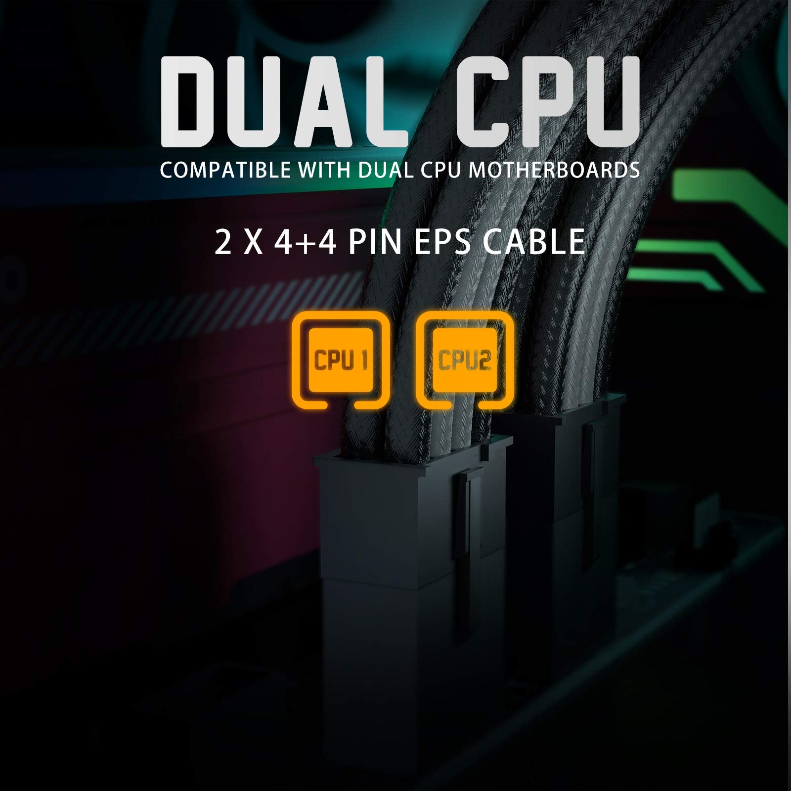 Asiahorse Power Supply Sleeved Cable For Power Supply Extension Cable Wire Kit 1X24 Pin/ 2X8 Port (4+4) M/B,3X8 Port (6+2) Pci E 30Cm Length With Combs(Dual Eps Black Mix)