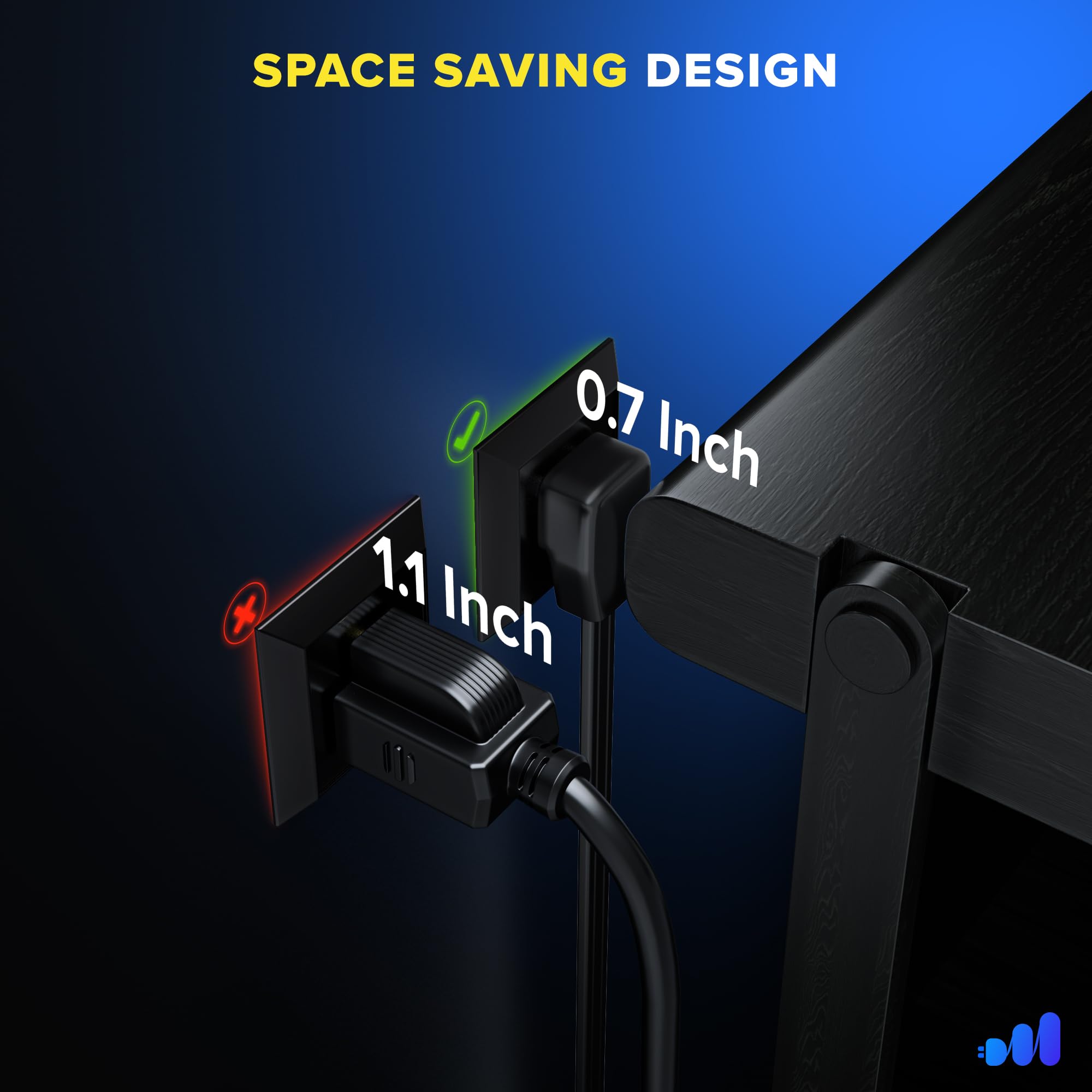 Maximm Extension Cord Heavy Duty (10 Feet) Flat Wire 3 Prong Flat Plug, 14 Awg Power Cord   Ul Certified, Black, Ideal For Home