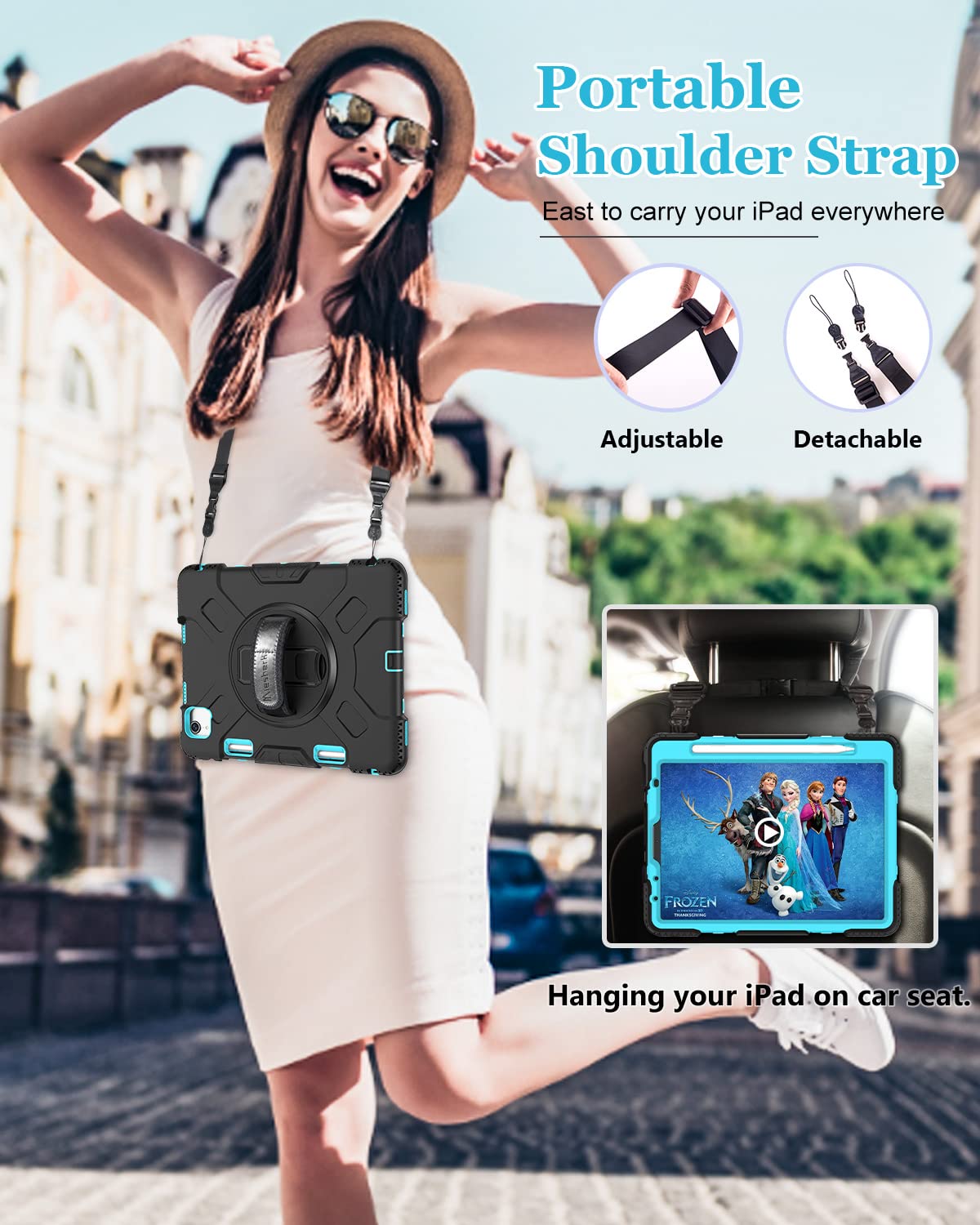 Miesherk Stock Case For Ipad Air 5Th/4Th Generation: Military Grade Protective Cover With Pencil Holder, Stand, Handle & Shoulde