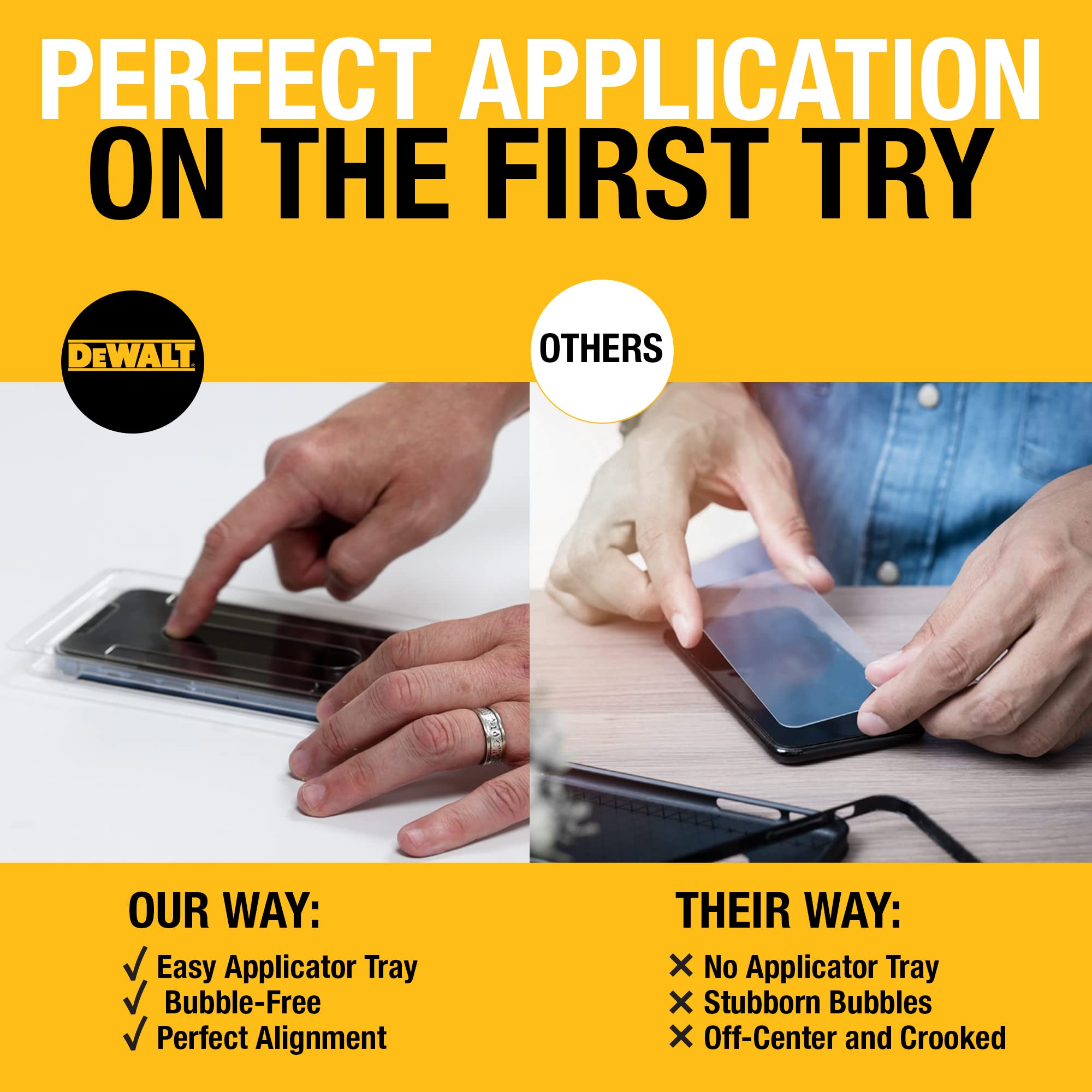 Dewalt Phone Case/Screen Protector Kit - Magnetic Case For Iphone 13 Pro - Tempered Glass Screen Protector Included - Magsafe Co