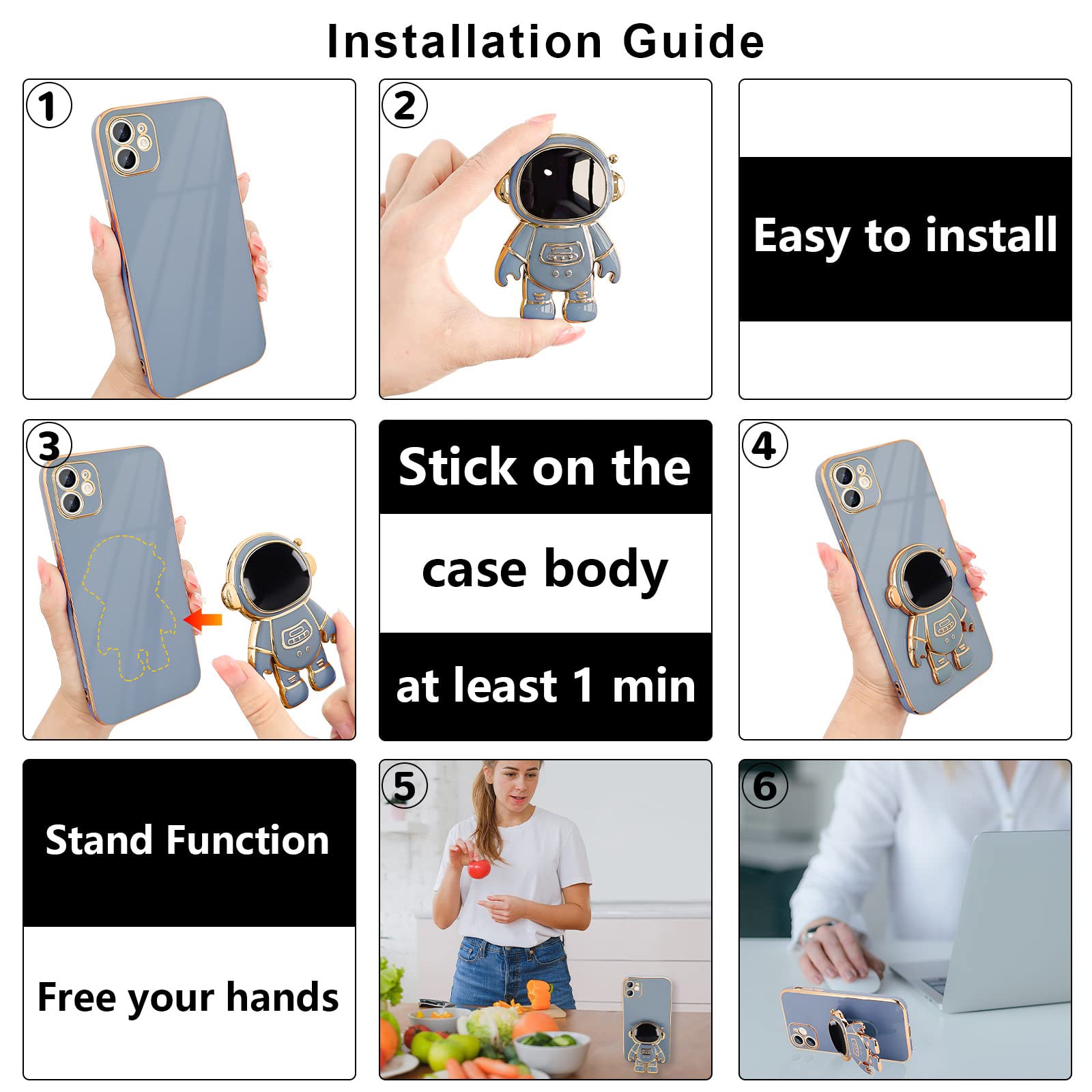 Pepmune Compatible With Iphone 12 Mini Case Cute 3D Astronaut Stand Design Camera Protection Shockproof Soft Back Cover For Appl