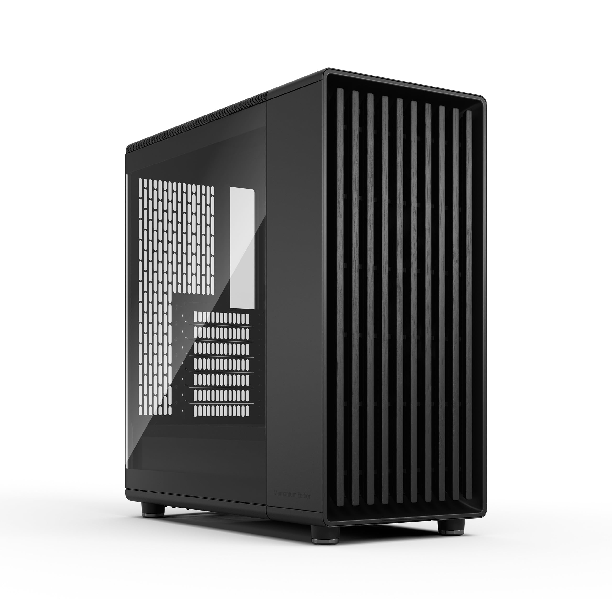 Fractal Design North Momentum Black - Glass Side Panel - Genuine Blackened Oak Wood Front - High Airflow PC Gaming Case - Three