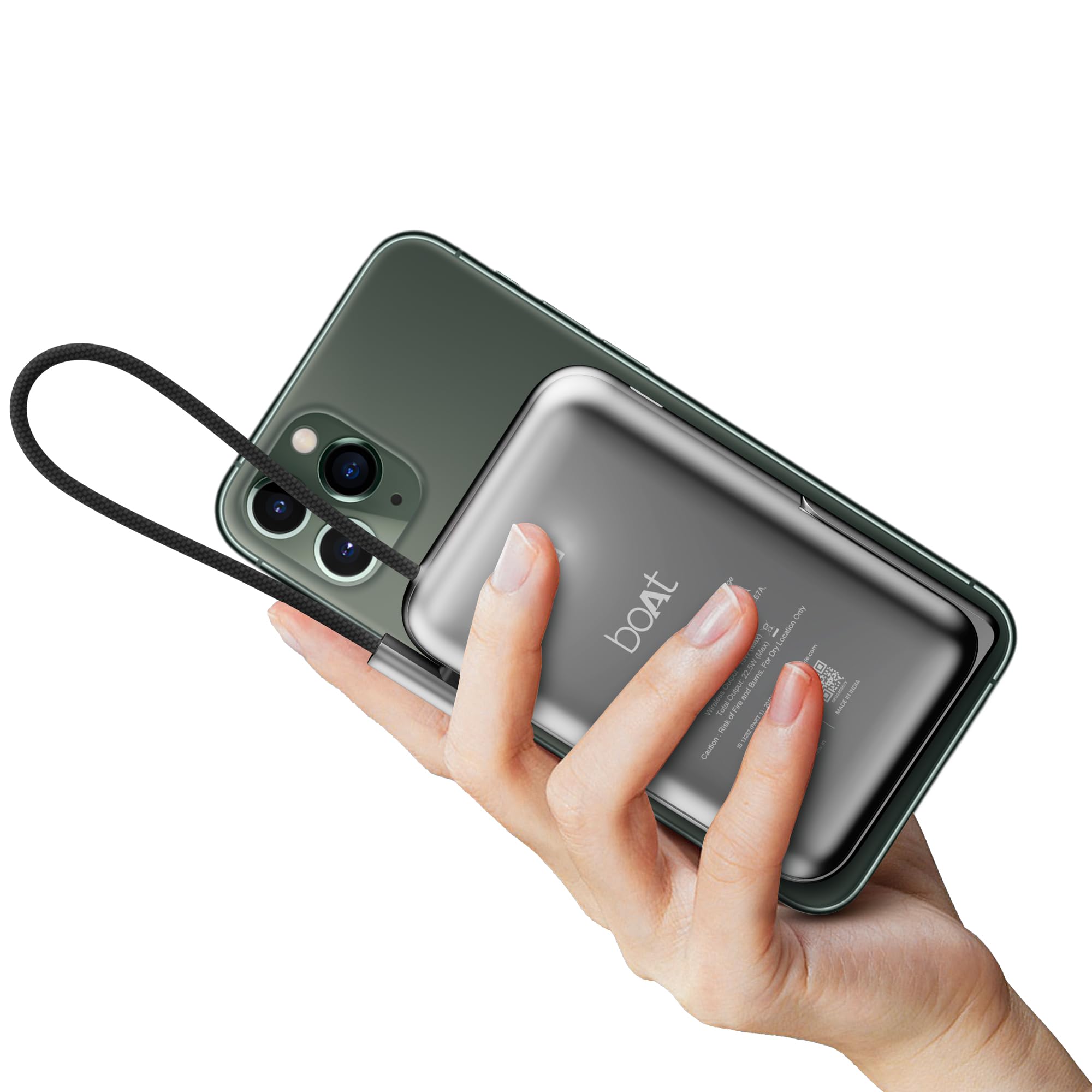 boAt Energyshroom PB330 MagnaCharge 10000 mAh Magnetic Wireless Power Bank w/ 15W Wireless Charging, Metal Stand,Magnacharge Rin