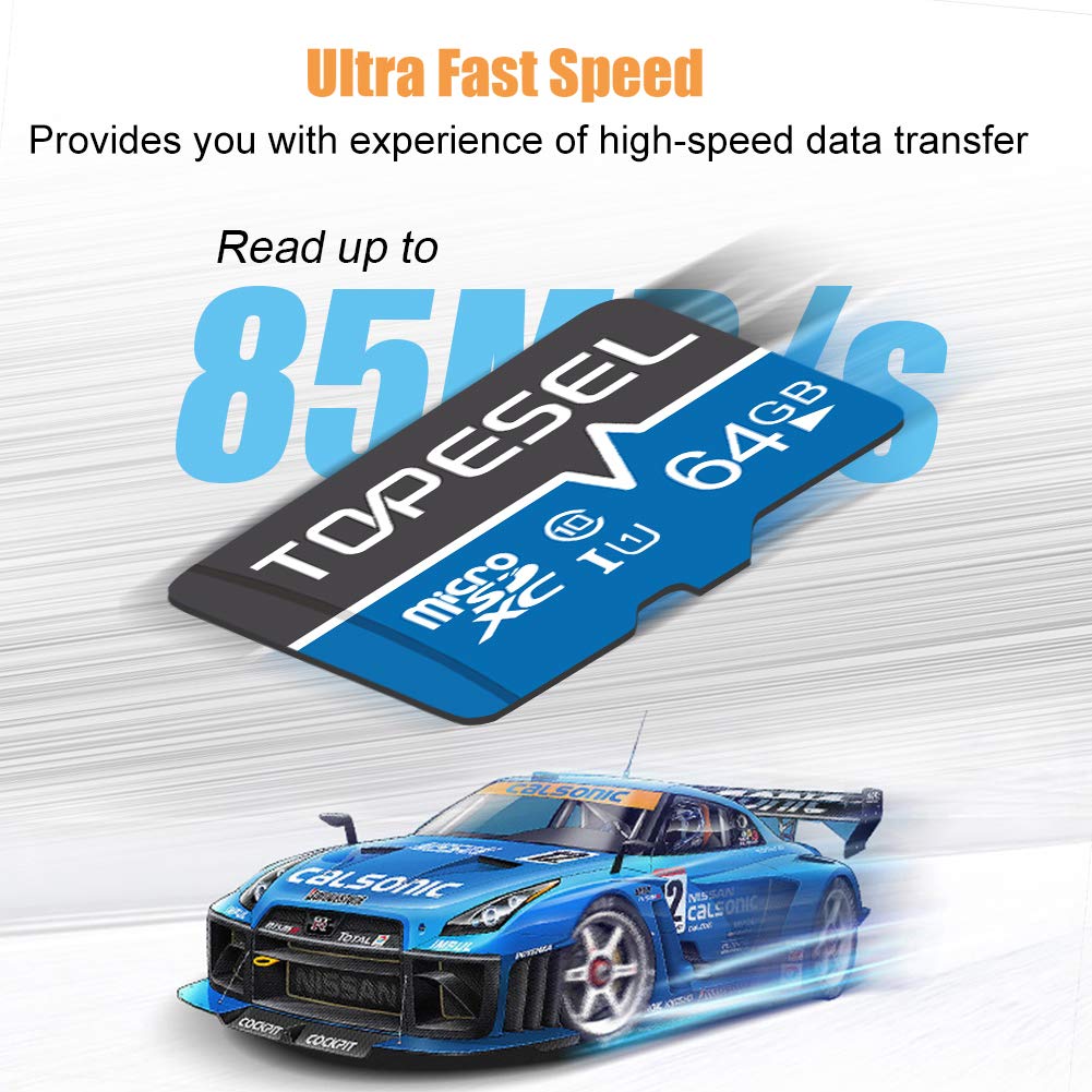 Topesel 64Gb Micro Sd Card Sdxc Memory Cards Uhs I Tf Card Class 10 For Camera/Phone/Galaxy/Drone/Dash Cam/Gopro/Tablet/Pc/Computer(C10 U1 64Gb)