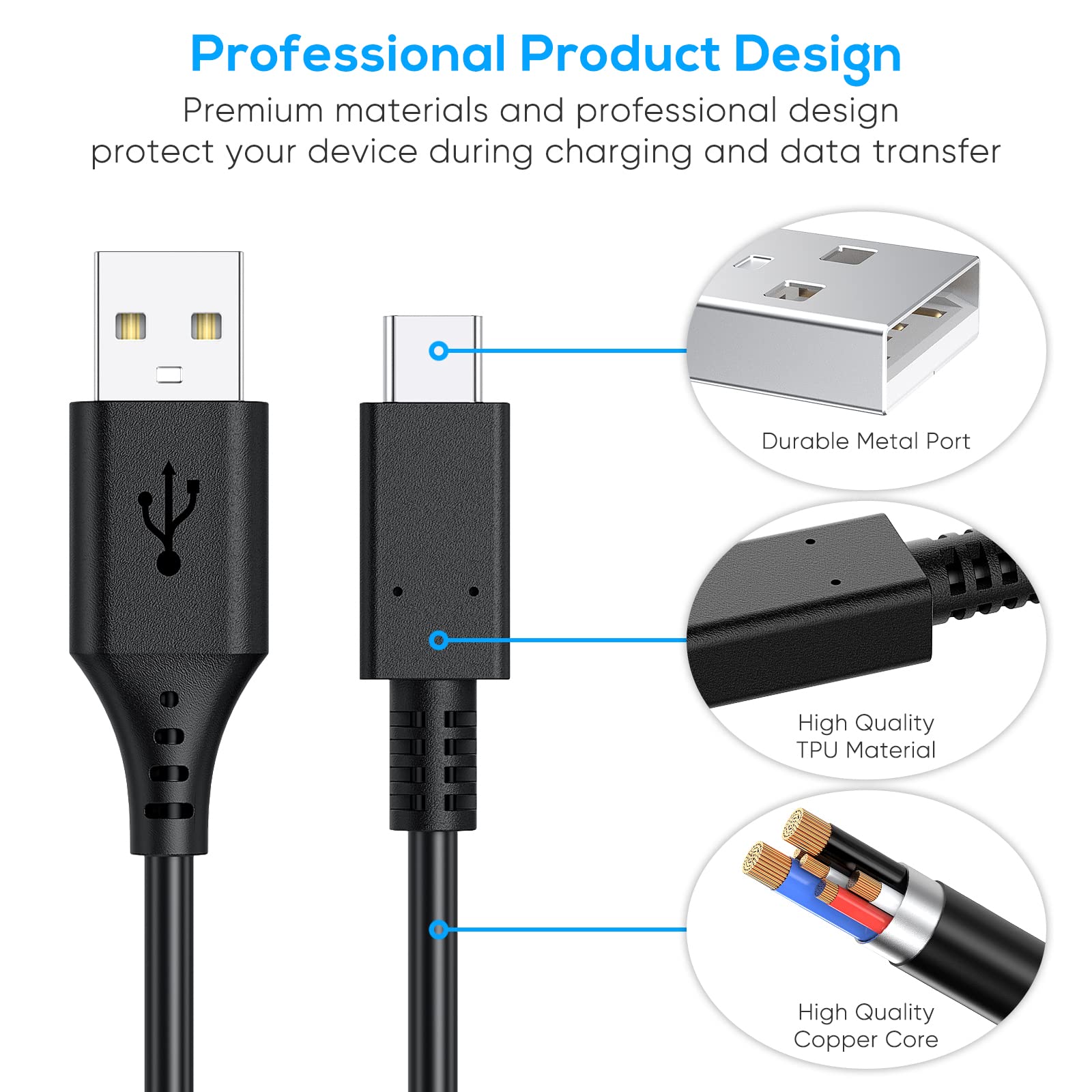 Charging Cable For Switch/Switch Lite/Switch Oled, Charger For Switch And Switch Lite, For Samsung Galaxy S9 S8 Note 8 And Other