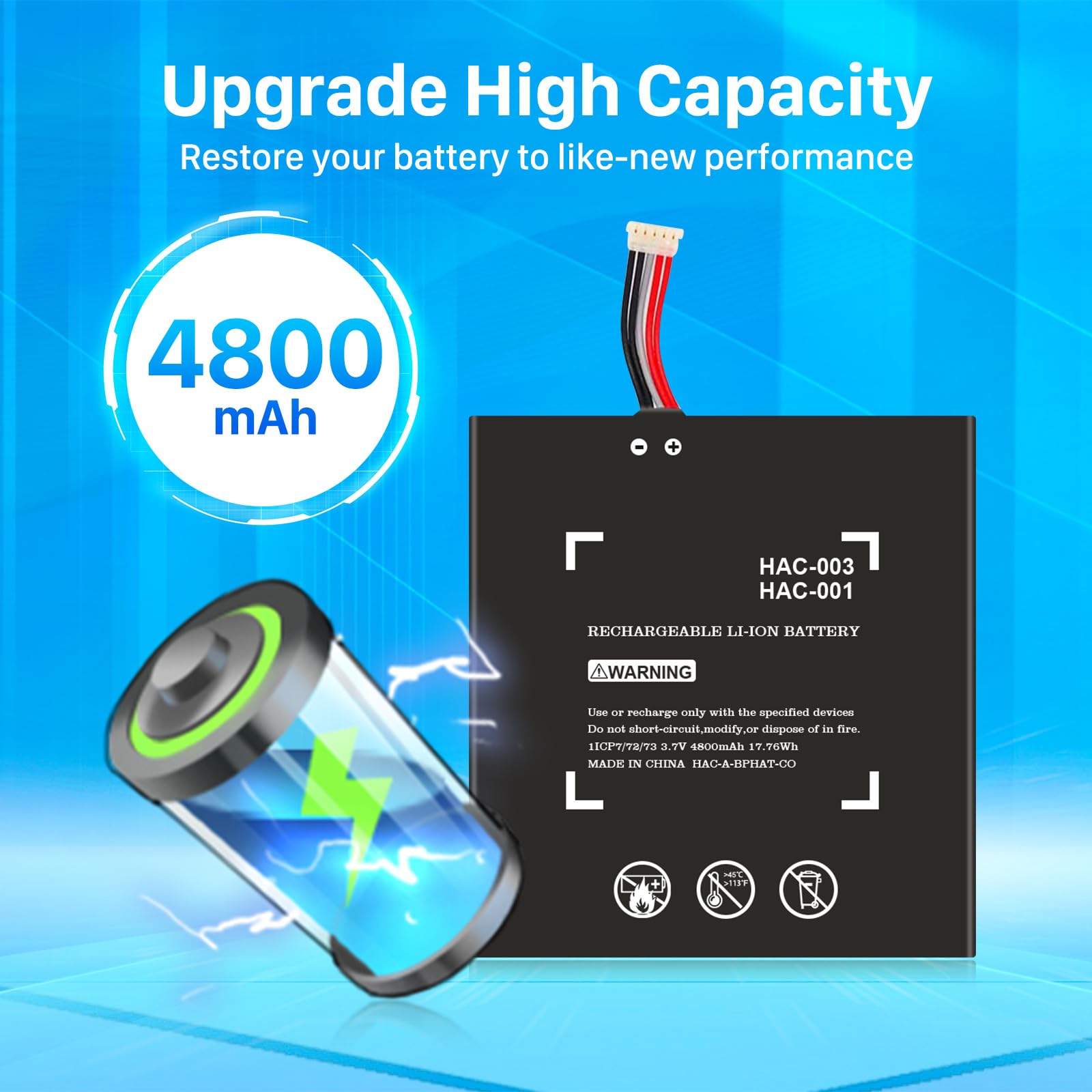Shenmz Upgraded 4800Mah Hac 003 Battery Replacement Compatible With Nintendo Switch Console Handhold Hac 001,High Capacity Inter