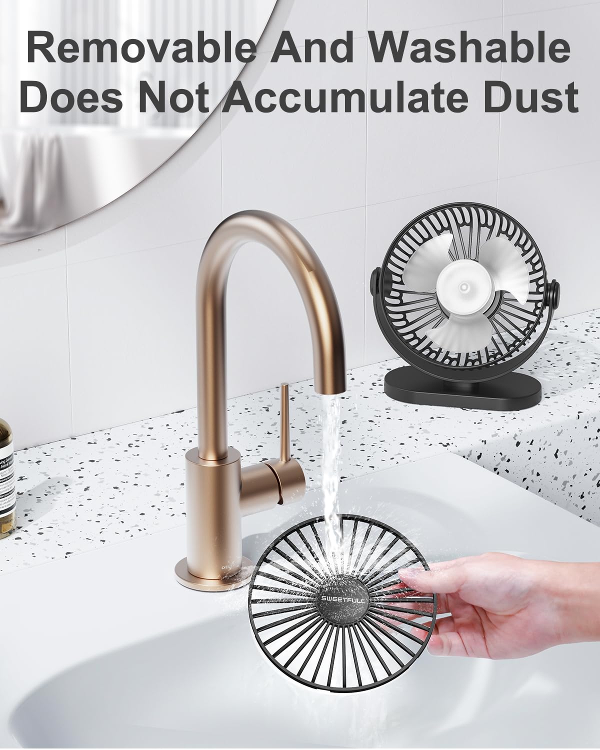 Sweetfull Usb Desk Fan Small Quiet   3 Speeds Mini Personal Portable Fan 360 Rotation Adjustable, 5 Inch Office Table Cooling Ga