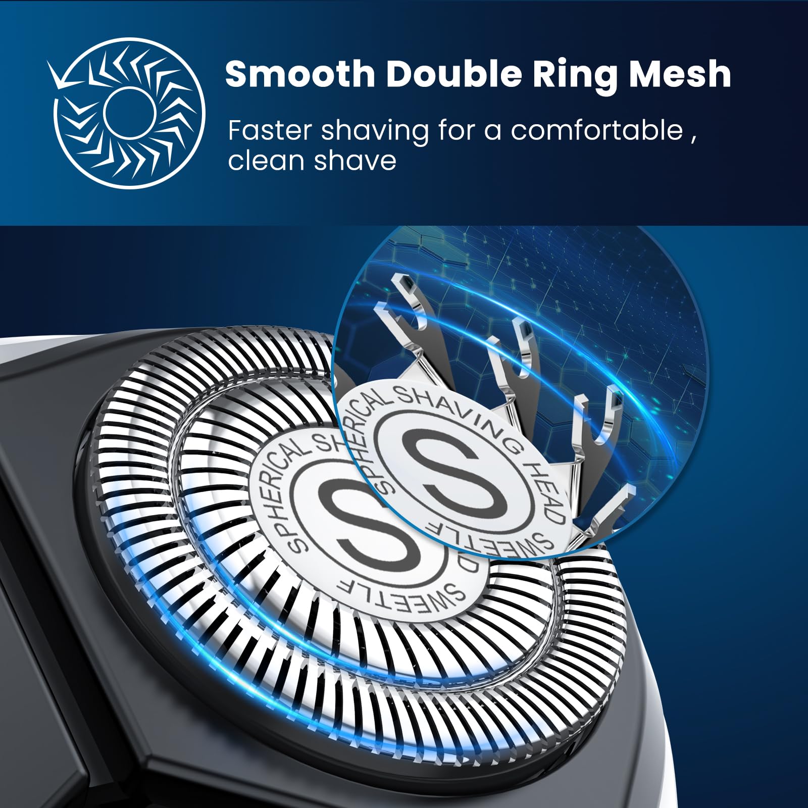 Waterproof Mens Electric Shaver With Travel Case, Powerful & Quiet, Type C Fast Charge (60Min Charge, 120Min Use), Precision Tri