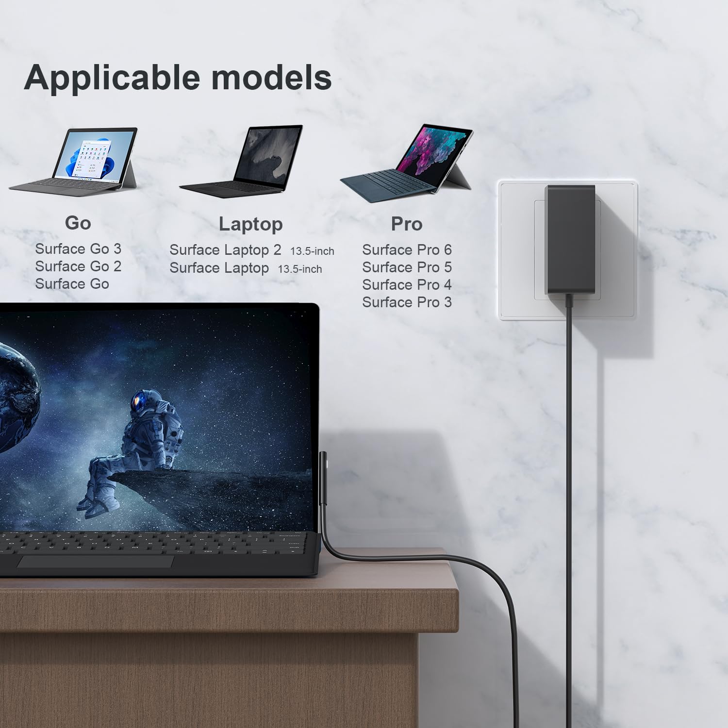 Surface Go Charger, Ayneff 24W 15V 1.6A Surface Charger Wall Power Supply Compatible With Microsoft Surface Go 1/2/3 Surface Pro