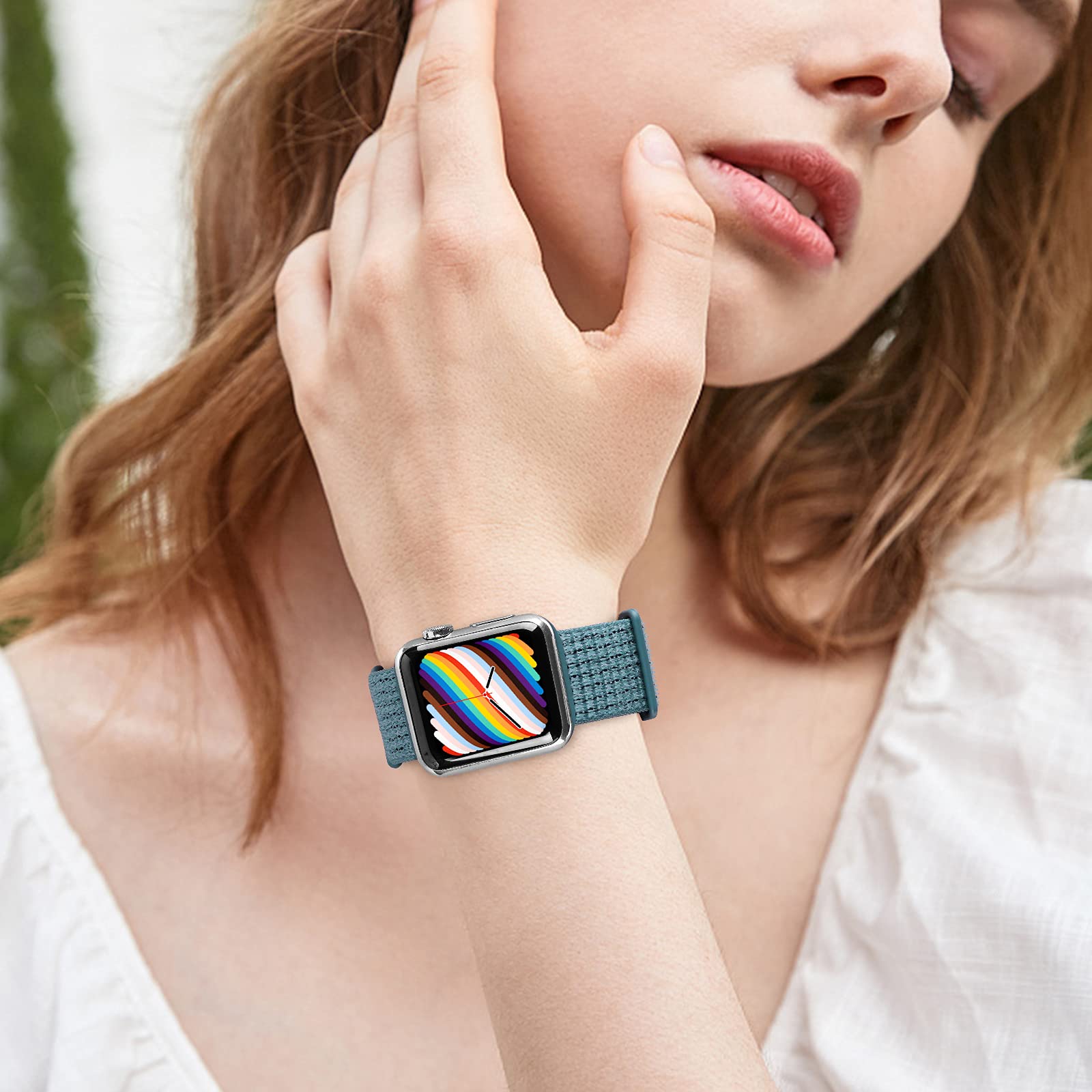 Sport Loop Band Compatible With Apple Watch Band 38Mm 40Mm 42Mm 44Mm Iwatch Series 6 5 Se 4 3 2 1 Strap, Nylon Women Men Stretch