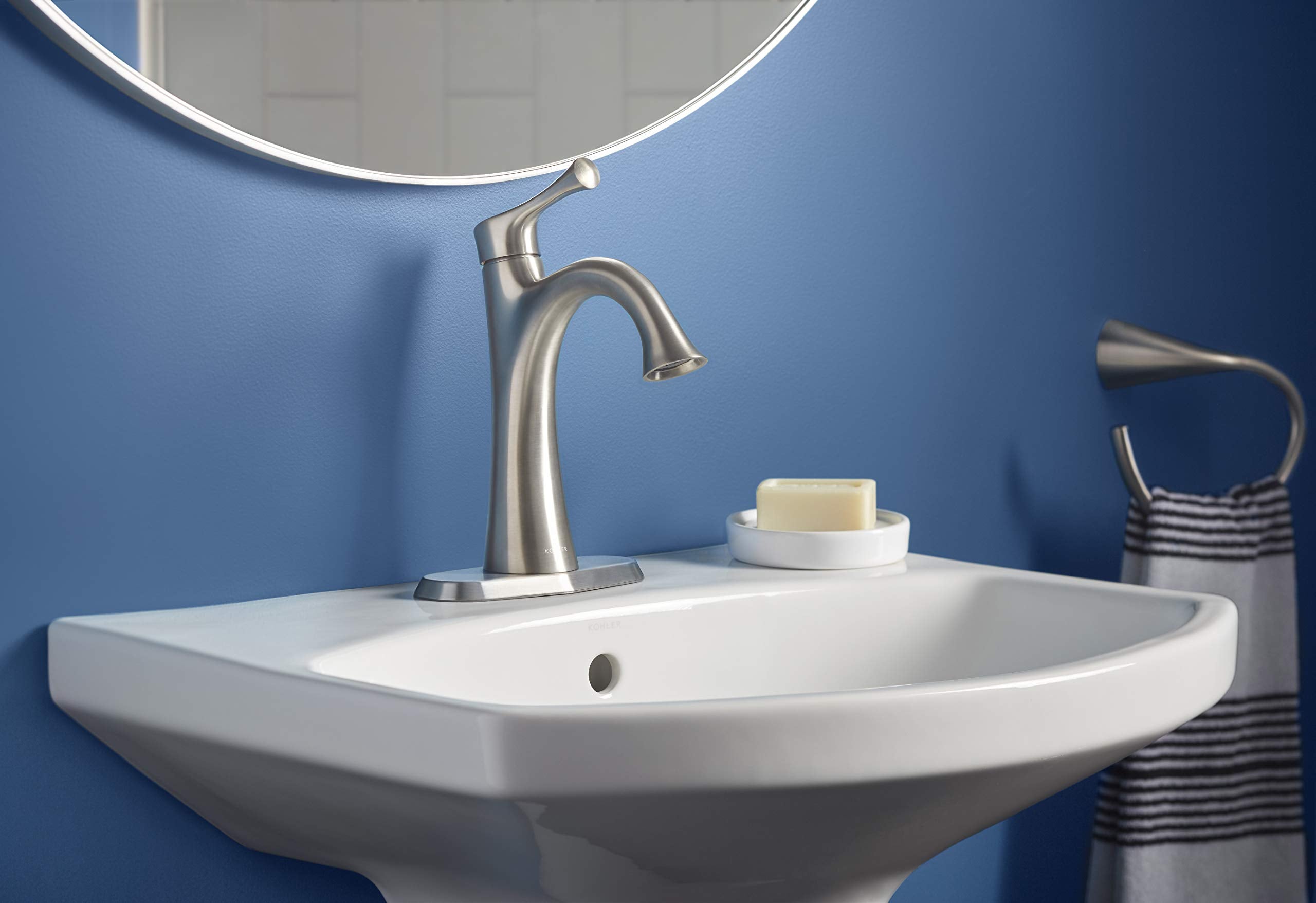 Kohler Lilyfield Brushed Nickel 1 Handle Single Hole/4 In Centerset Bathroom Faucet