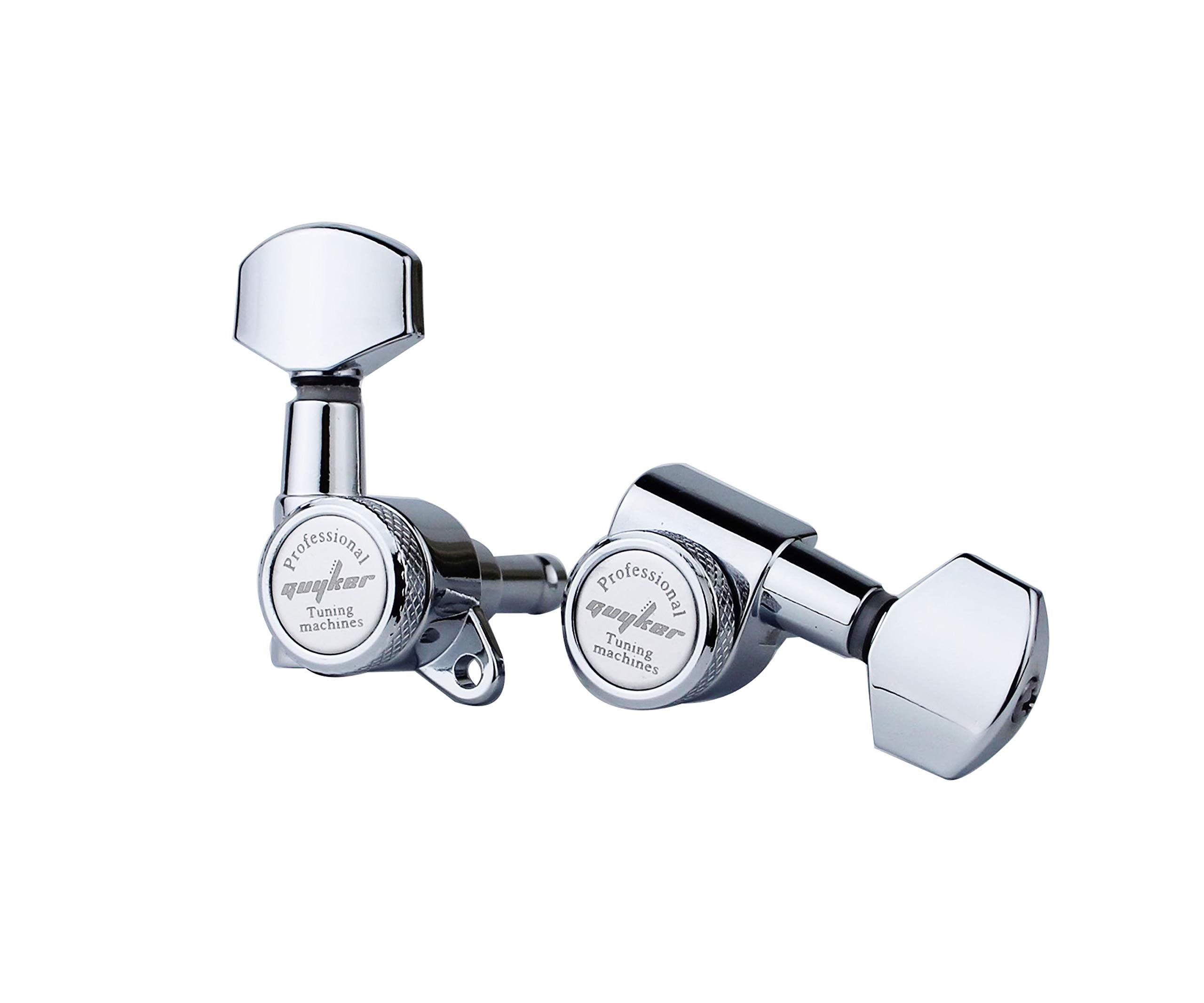 Guyker Guitar Locking Tuners (3L + 3R Handed)   1:18 Lock String Tuning Key Pegs Machine Head With Hexagonal Handle Replacement