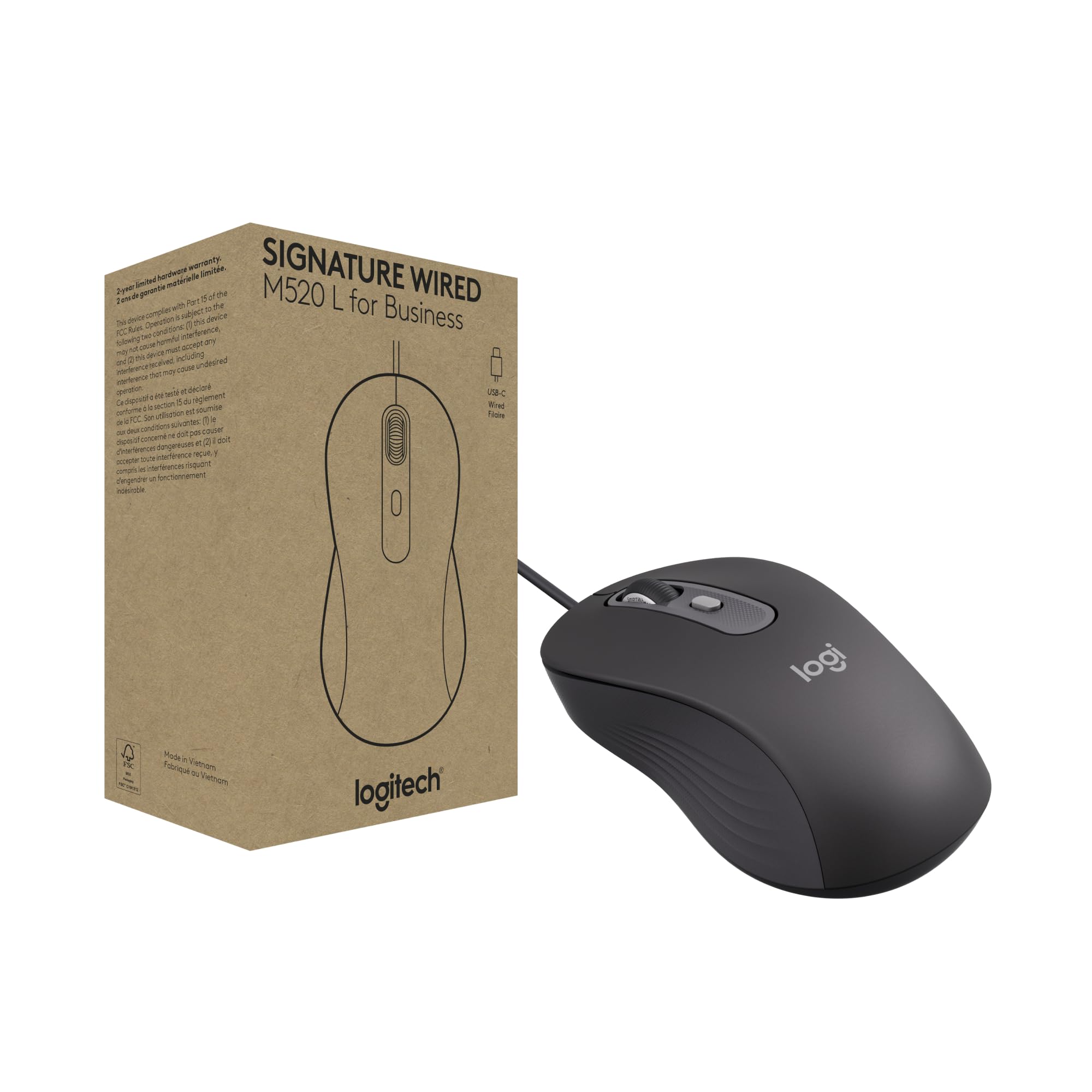 Signature Wired M520 L For Business (Graphite) - Brown Box; Logitech