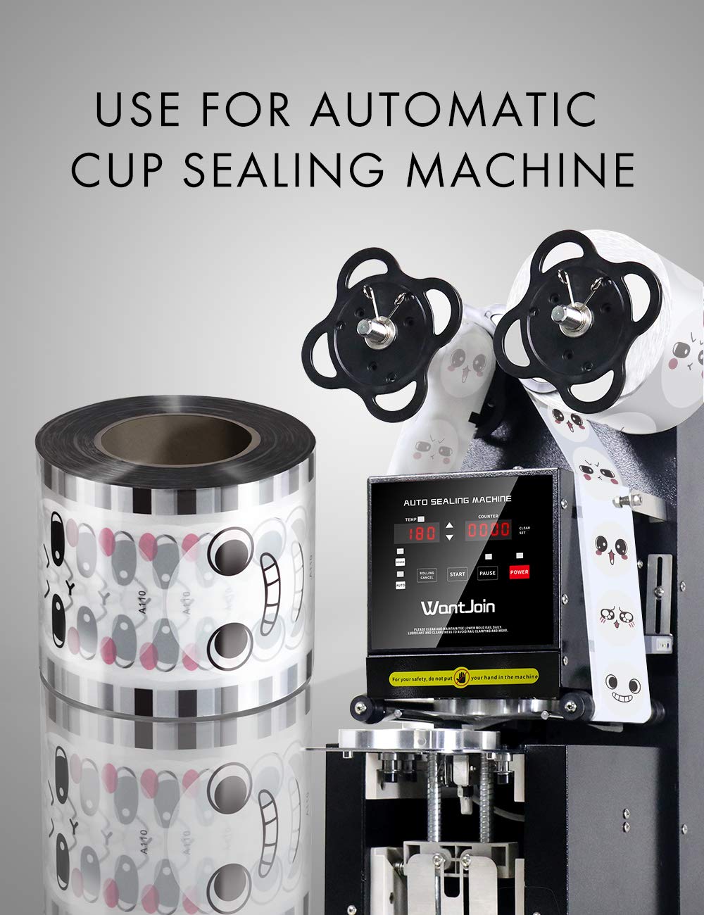 Wantjoin Cup Sealing Film Tea Cup Sealing Film Boba Cup Sealer Film 90-105 Mm 3000 Cups For Pp Plastic And Paper Cups