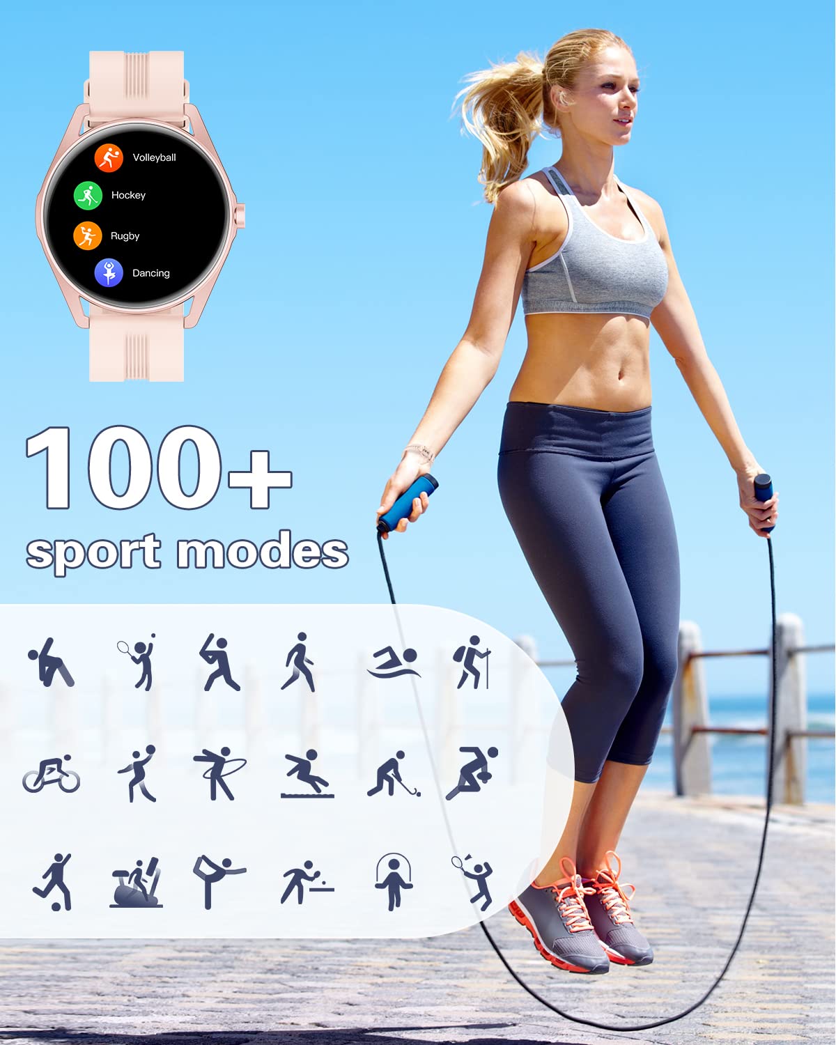 Huakua Smart Watches For Women Men (Answermake Calls) Compatible With Iphoneandroid Phones, Reloj Para Mujer Hombre Round Fitnes