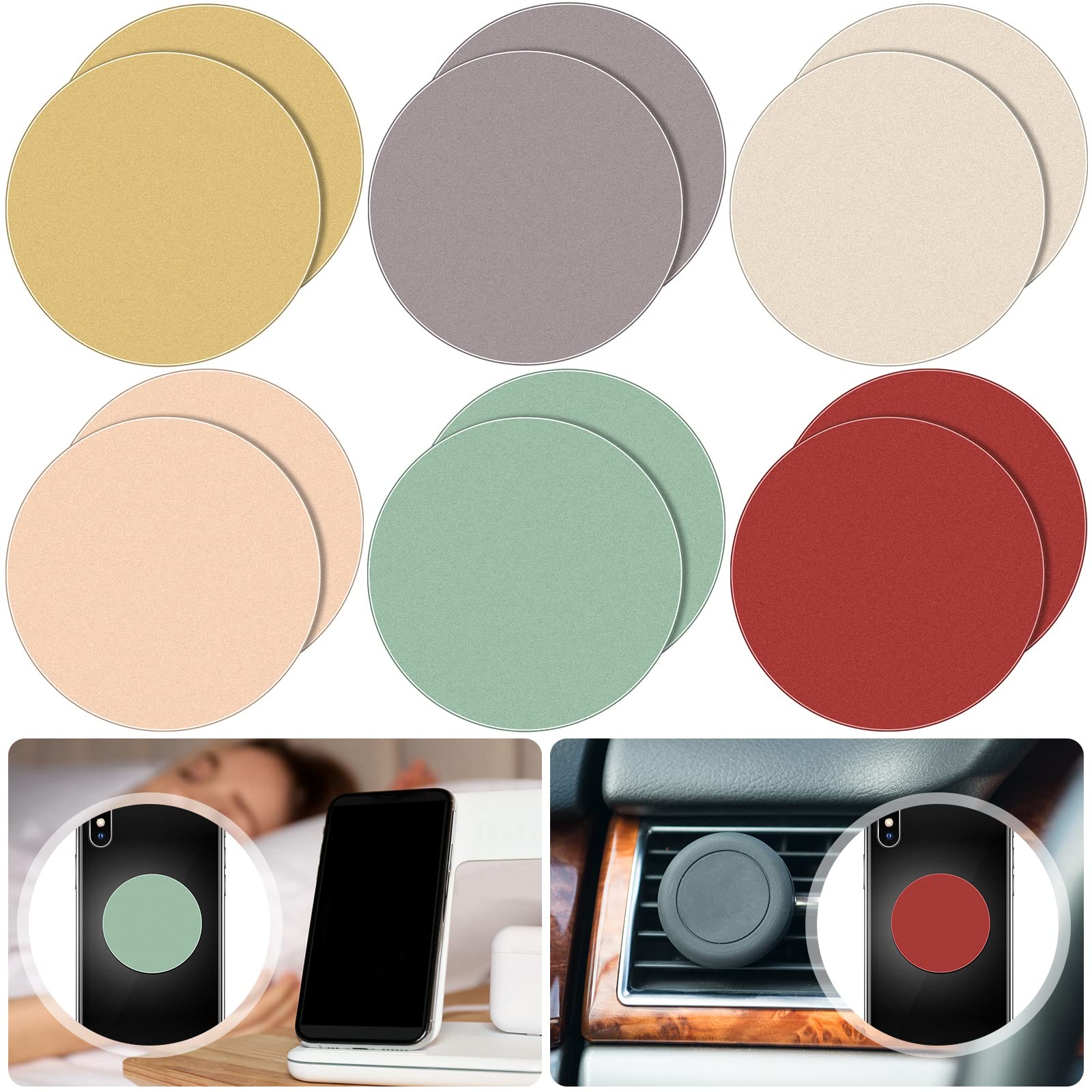Photect 12 Pcs Phone Magnet Sticker Cell Phone Magnet Plate for Magnetic Car Mount Cellphone Holder Magnetic Metal Plate Round A