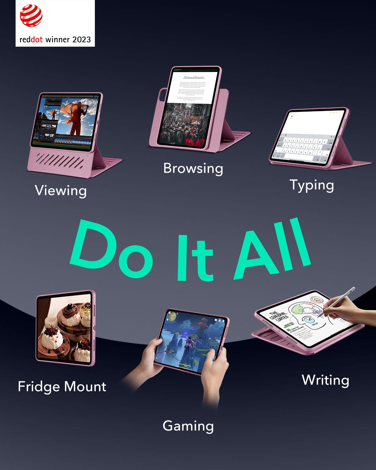 Esr For Ipad Pro 13 Inch Case M4(2024), Ipad Pro 13 Rotating Case With Removable Magnetic Cover, Adjustable Portrait/Landscape S