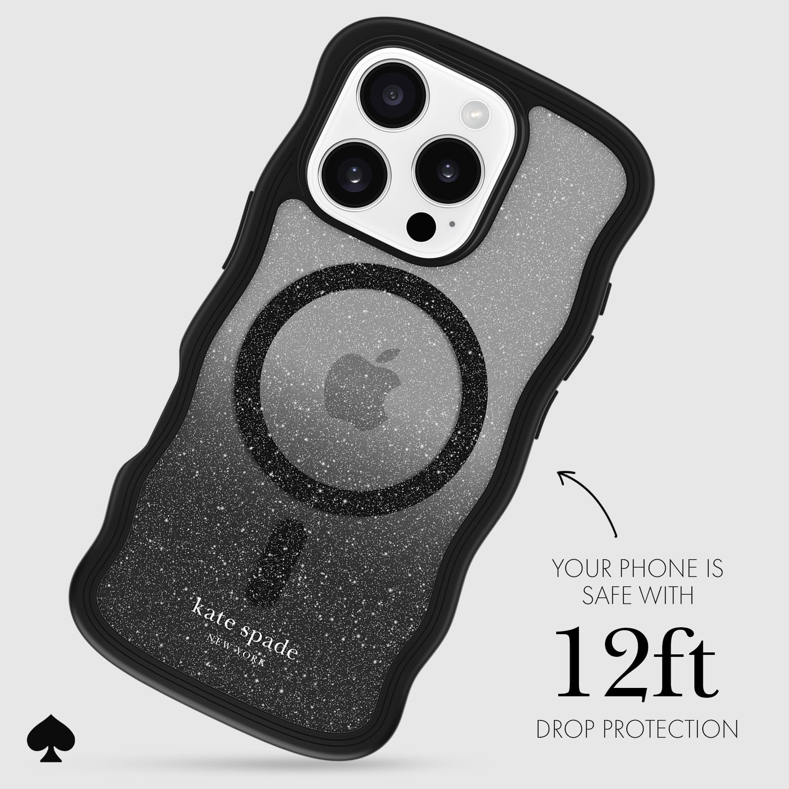 Kate Spade New York Iphone 16 Pro Case   Compatible With Magsafe   Designer Phone Case   Wavy Nightfall