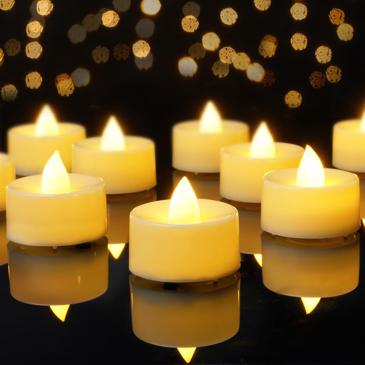Amagic 50 Pack Battery Operated Tea Lights Candles, Fake Tealights Candles, Flameless Led Tea Lights For Halloween, Wedding, Vot