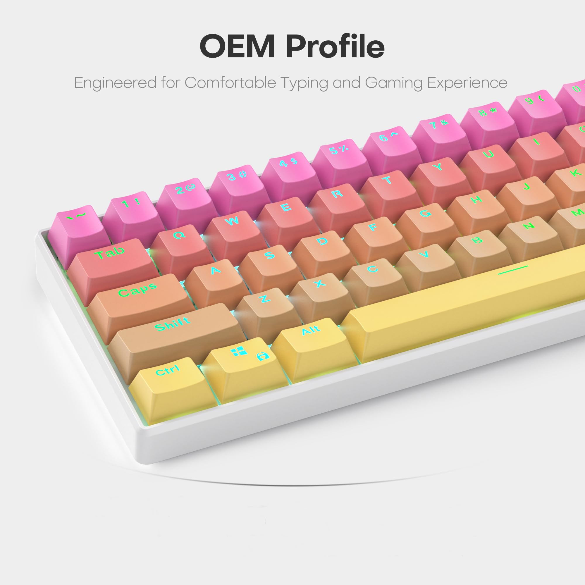 Ussixchare Gradient Keycaps, Pbt Double Shot 104 Keys Keycaps, Oem Profile Custom Keycaps Set For 61/87/104 Cherry Gateron Mx Sw