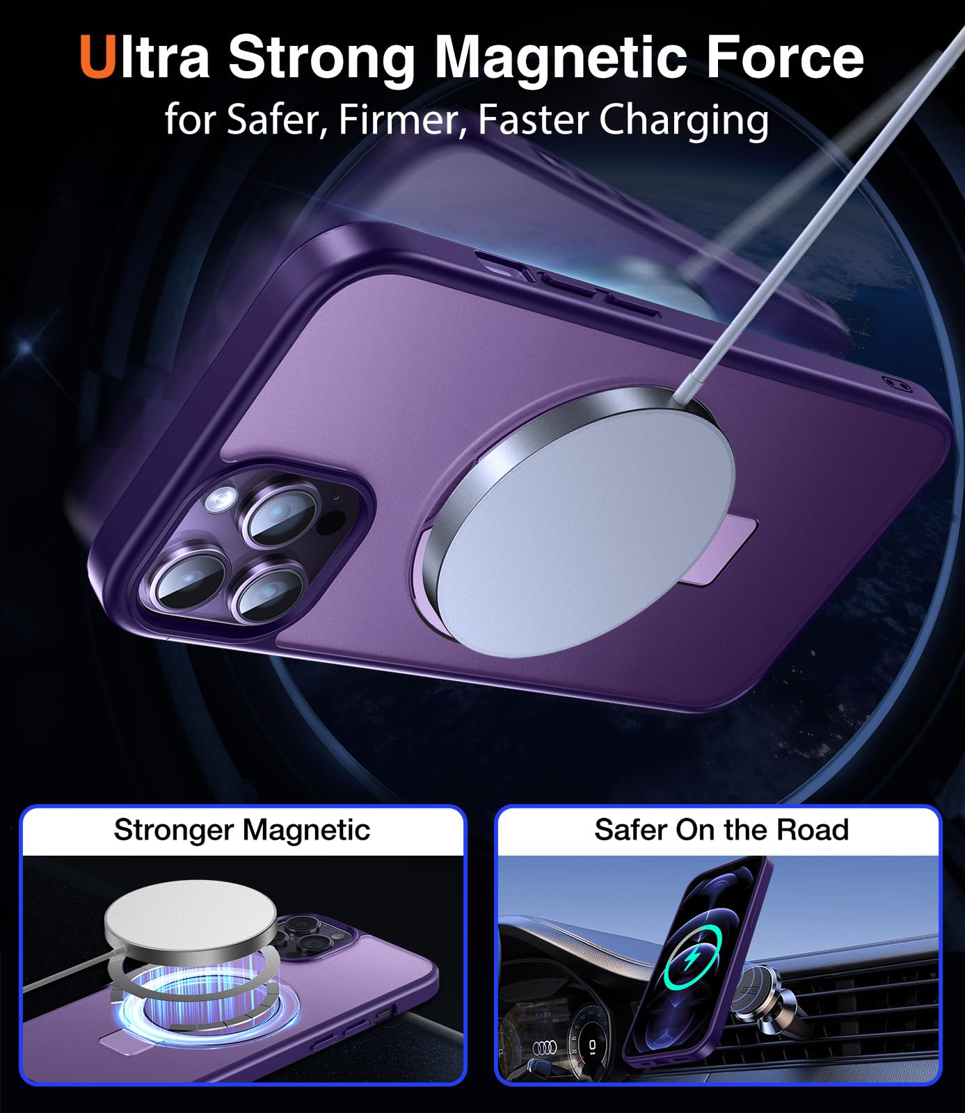 Chicfun 3-In-1 [Magnetic+Kickstand+Ring Holder] For Iphone 12 Pro Max Case Stand Ring Holder Compatible With Magsafe, Military S