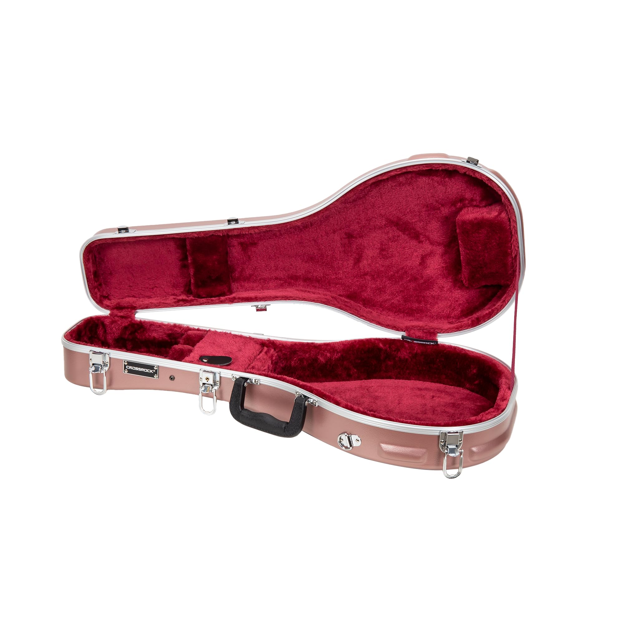 Crossrock A-Style Mandolin Case | Abs Molded Hardshell With Security Lock, Metal Feet, And Detachable Straps-Rose Gold (Cra862Ma