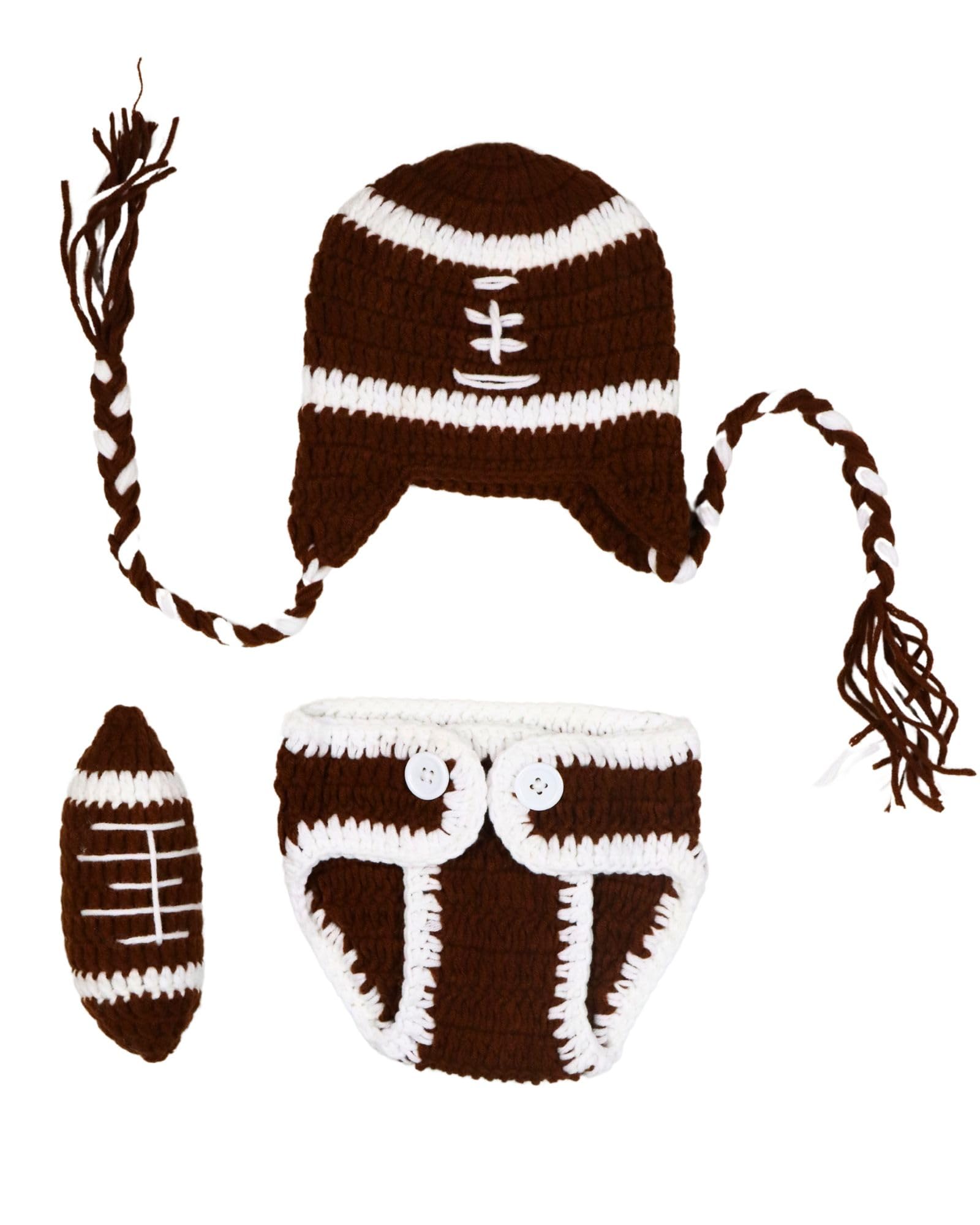 Terriboo Baby Girl Photography Outfits Crochet Knitted Football Player Outfits Newborn Photo Sports Costume 0 1 Month (Baby Girl