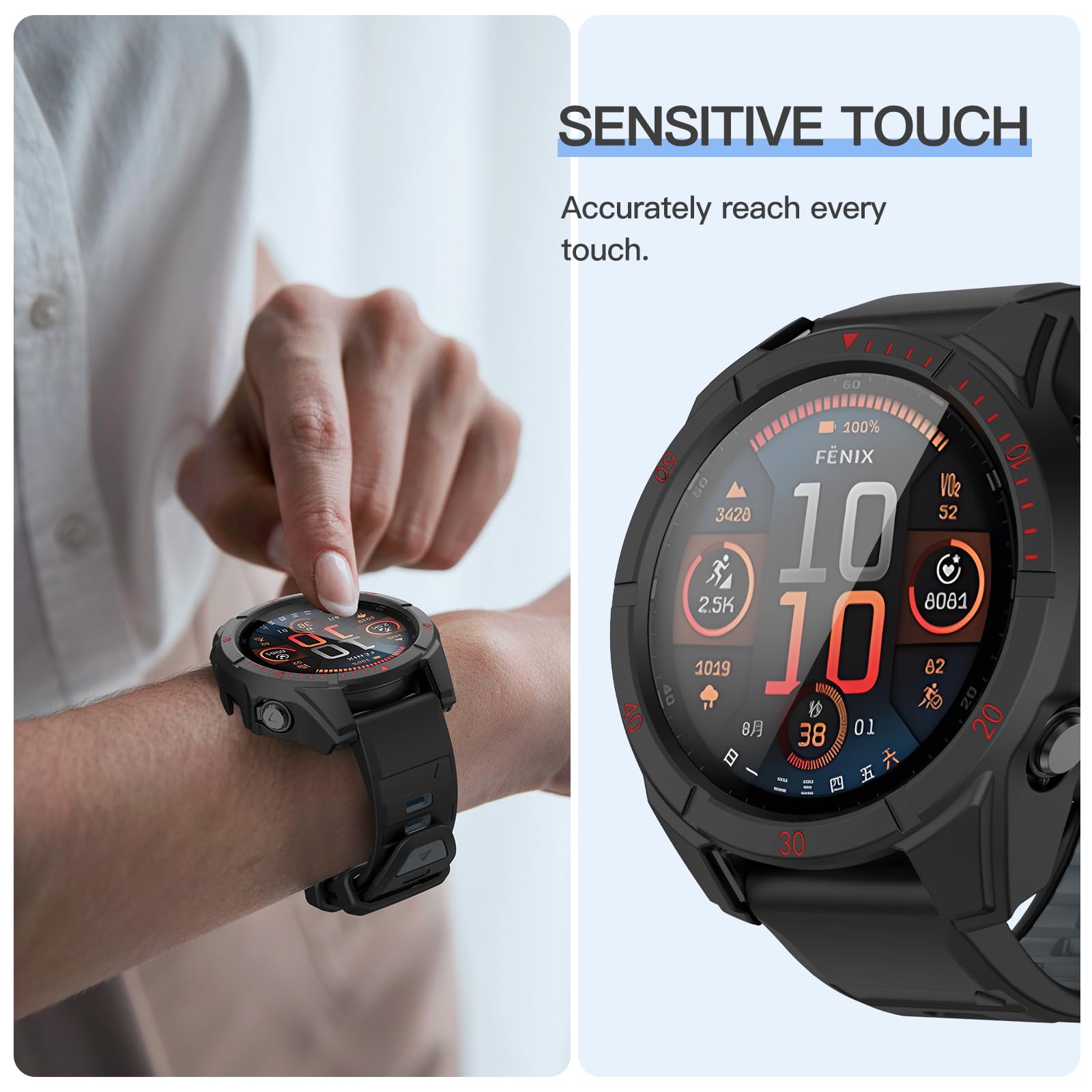 Overstep Case Cover For Garmin Fenix 8 51Mm Solar - Waterproof, Anti-Scratch Tpu Bumper With Built-In Hd Tempered Glass Screen P