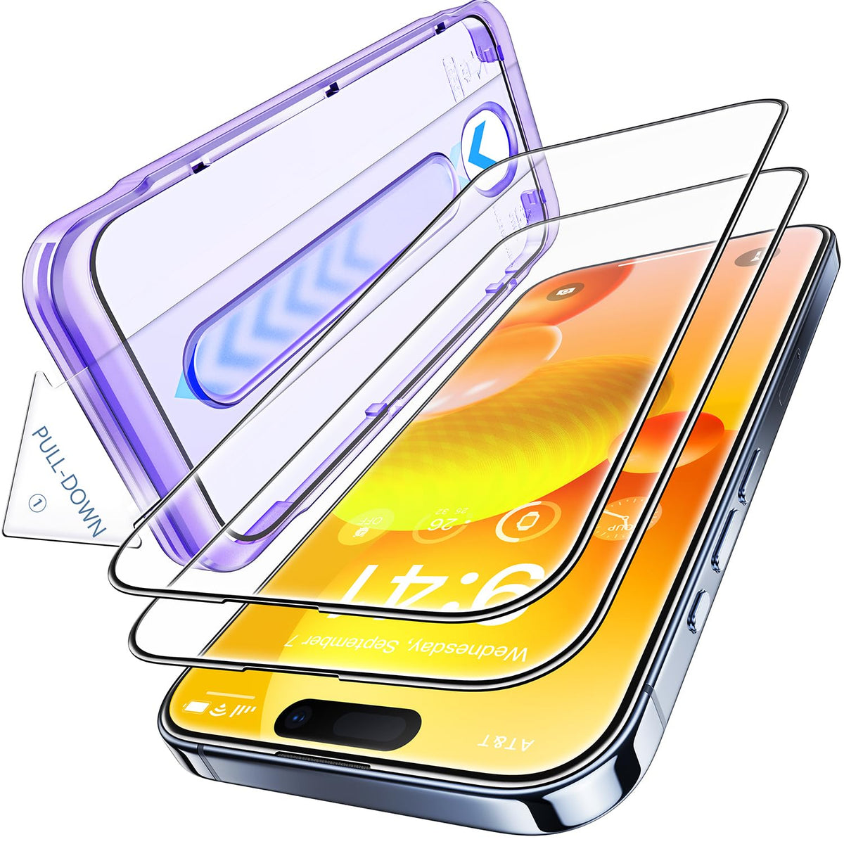 Opxyl Unbreakable 9H+ Glass For Iphone 15 Pro Screen Protector [Military Grade Shatterproof][Full Coverage Protection] Hd Screen