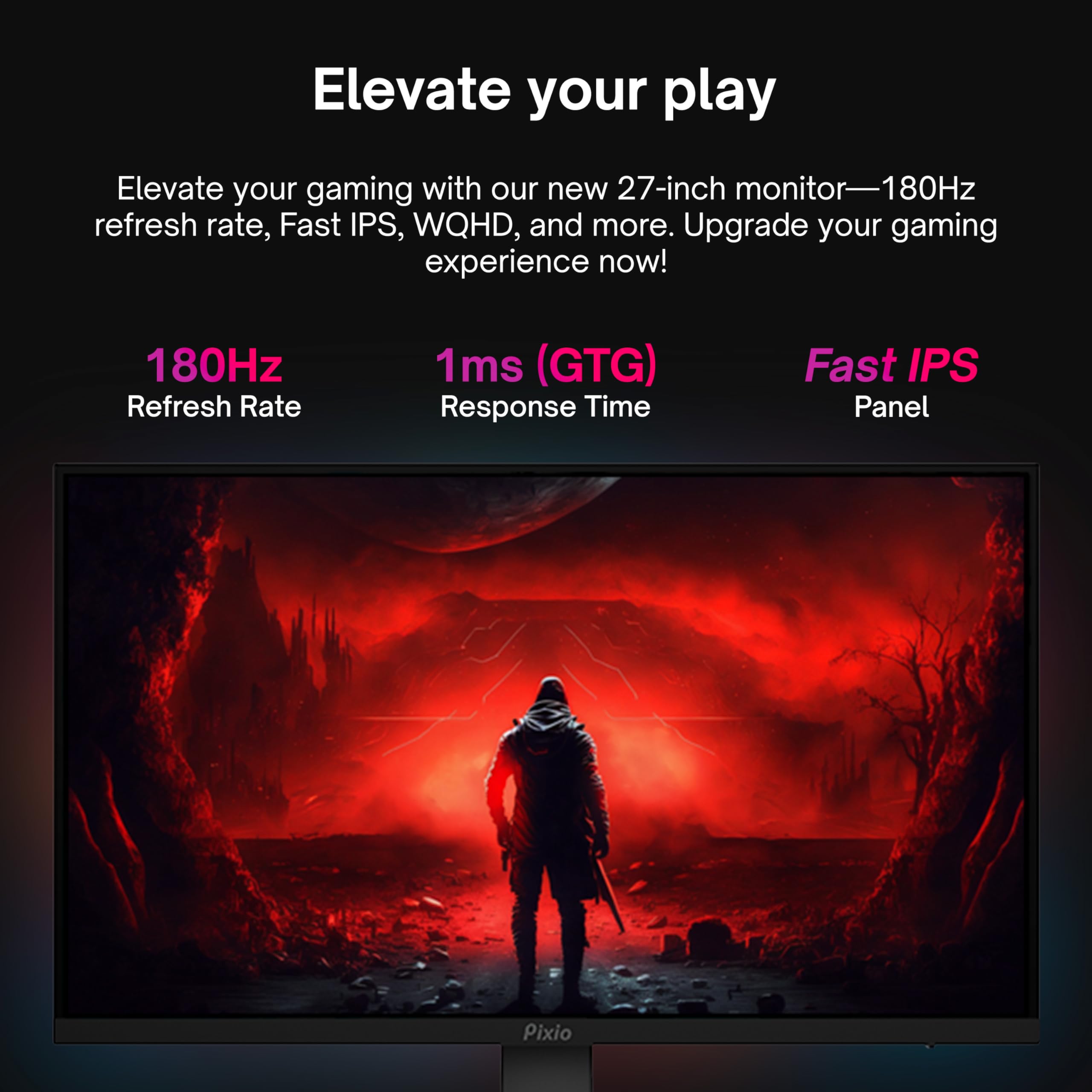 Pixio Px277 Prime Neo 27 Inch 180Hz Refresh Rate Qhd 1440P Resolution Fast Ips Panel 1Ms Gtg Response Time Gaming Monitor With A