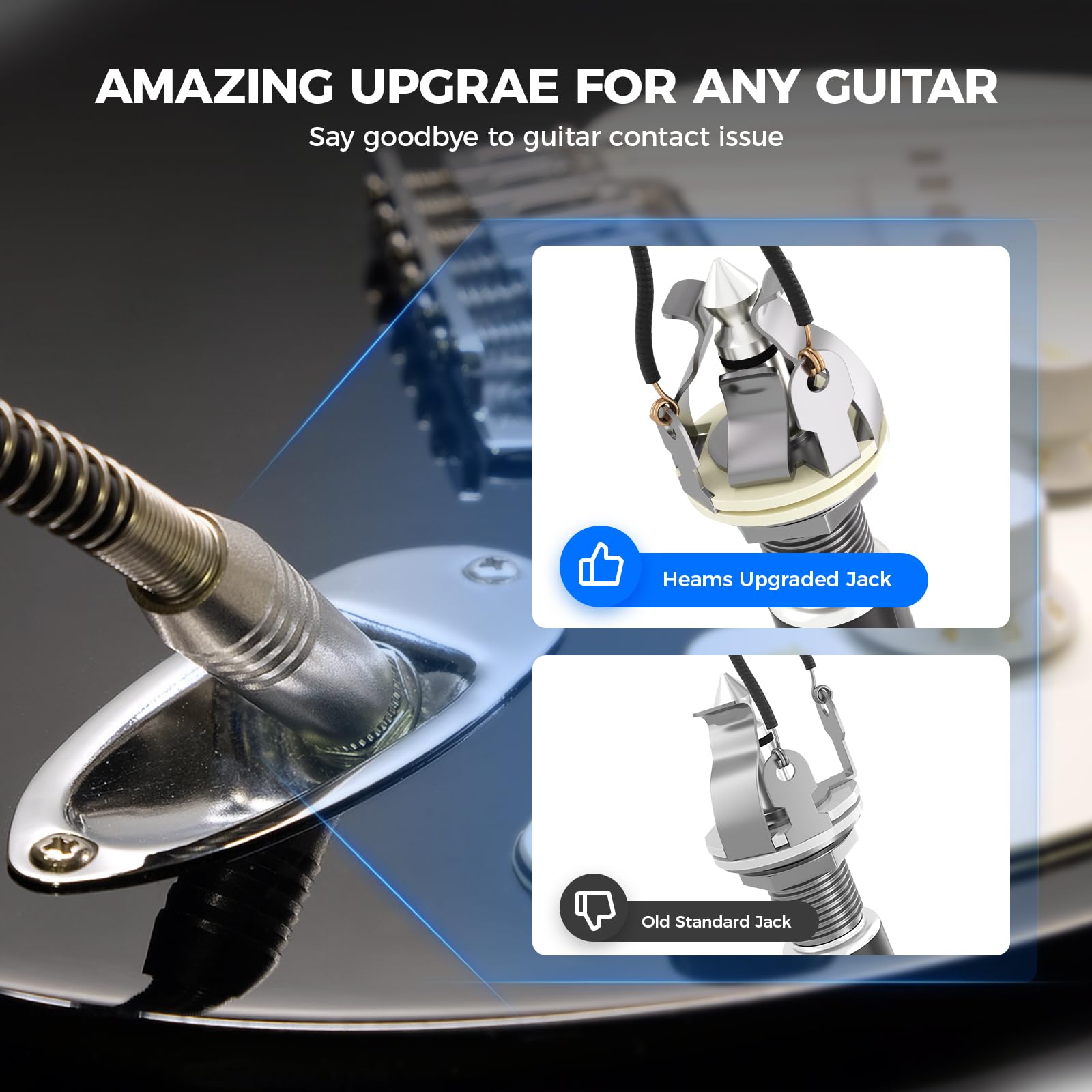 Heams 2 Pack Upgraded Multi-Contact 1/4 Inch Mono Guitar Output Jack, Design For More Stable Contact To Fix Your Guitar Loose An