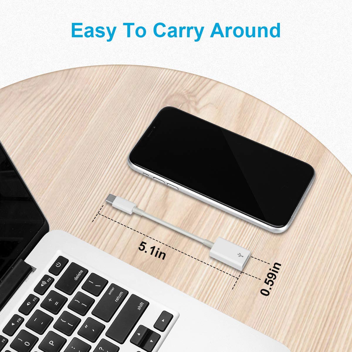 Fleaver Usb C To Usb Adapter [2 Pack],Type C Otg Cable Type C Male To Usb A Female Adapter Compatible With Pro/Air 2019 2018 201