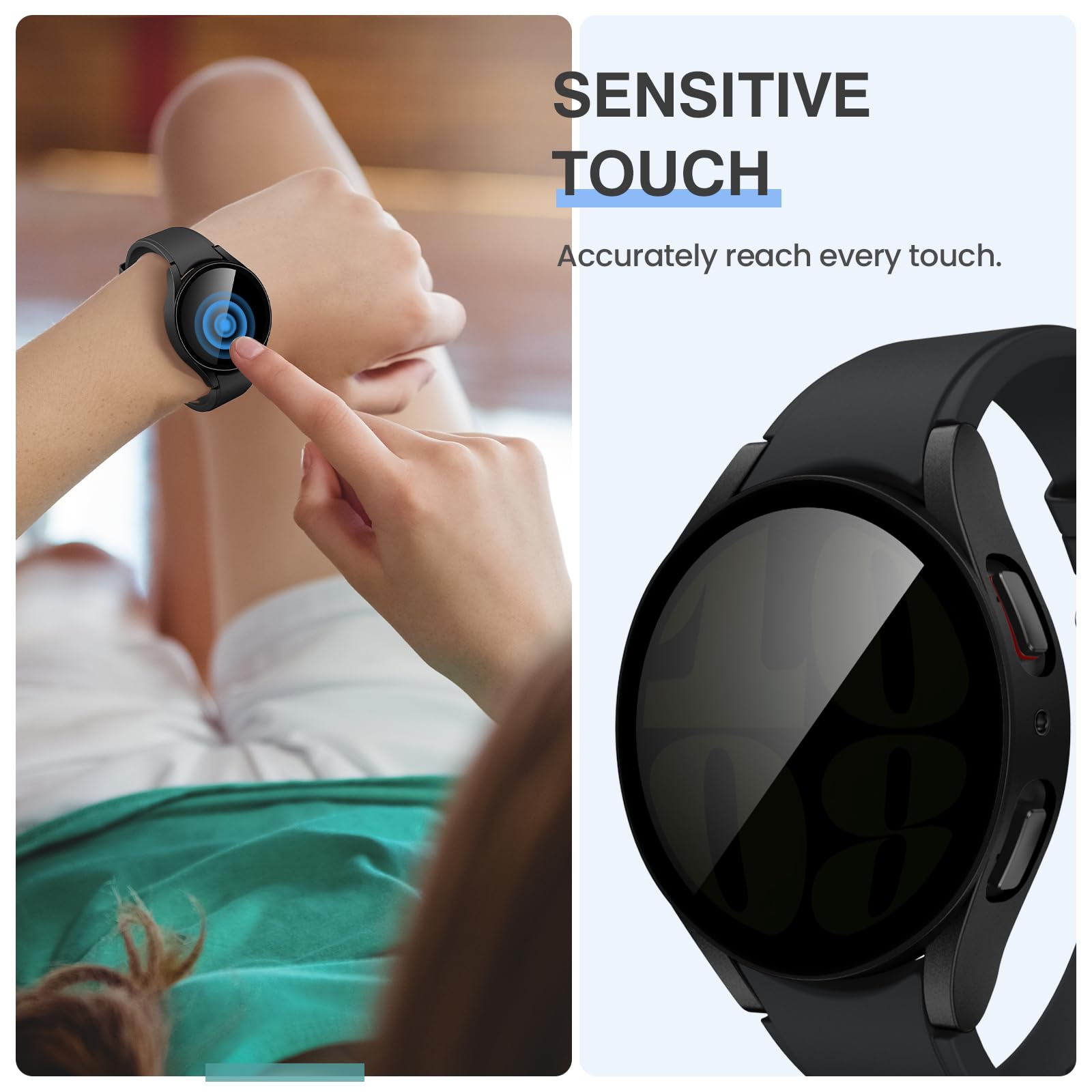 Tensea [1Pack] For Samsung Galaxy Watch 6 2023 Screen Protector Case 44Mm Accessories, Protective Face Cover For 44 Mm, Hard Bum