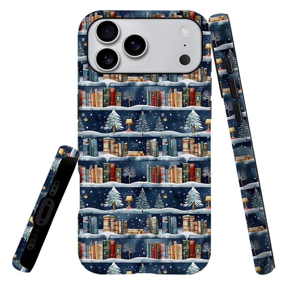 Case Compatible with iPhone 17 Pro Max,Hybrid 2-Layer Hard Shell,Shockproof Soft for Girl Women,Christmas Tree Blue Retro