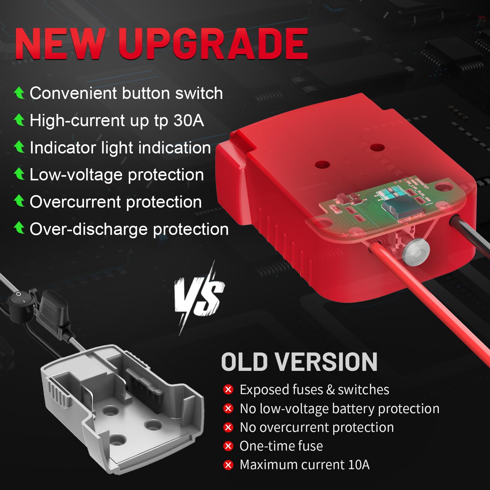 Power Wheel Adapter Compatible With Milwaukee 18V Battery   Overdischarge & Overcurrent Protection, Upgraded Power Wheel Battery