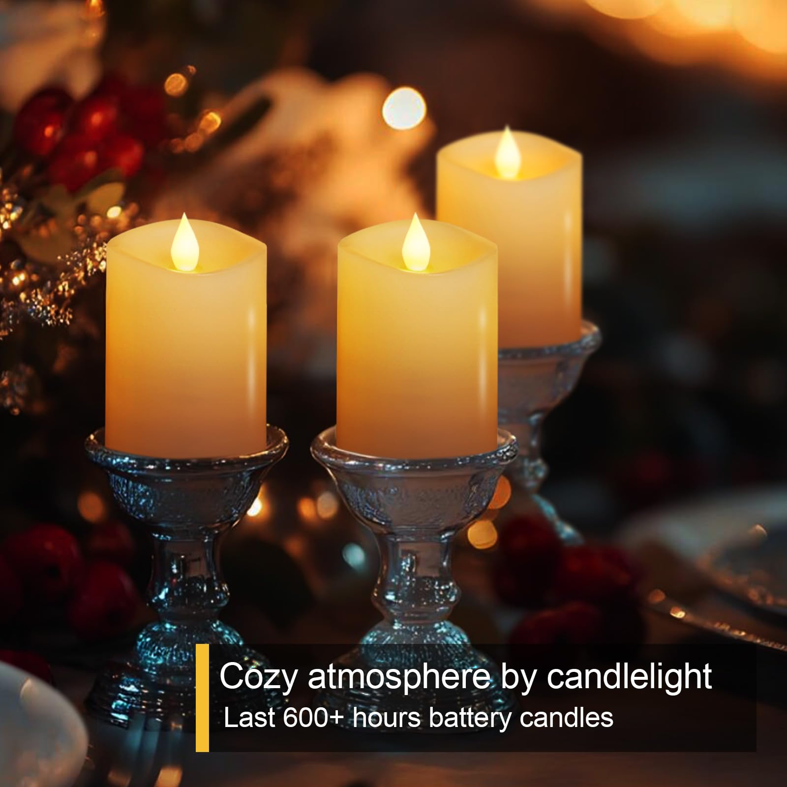 Genwelled Life Plus 3X4 Flameless Candles With Remote Set Of 3, 4 Inch Battery Candles Flickering With Timer, Led Pillar Candle