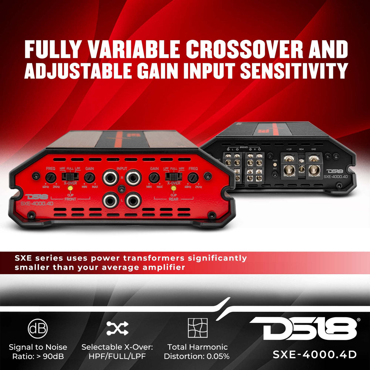 DS18 SXE-4000.4D/RD Car Amplifier Stereo Full-Range Class D 4-Channel ...