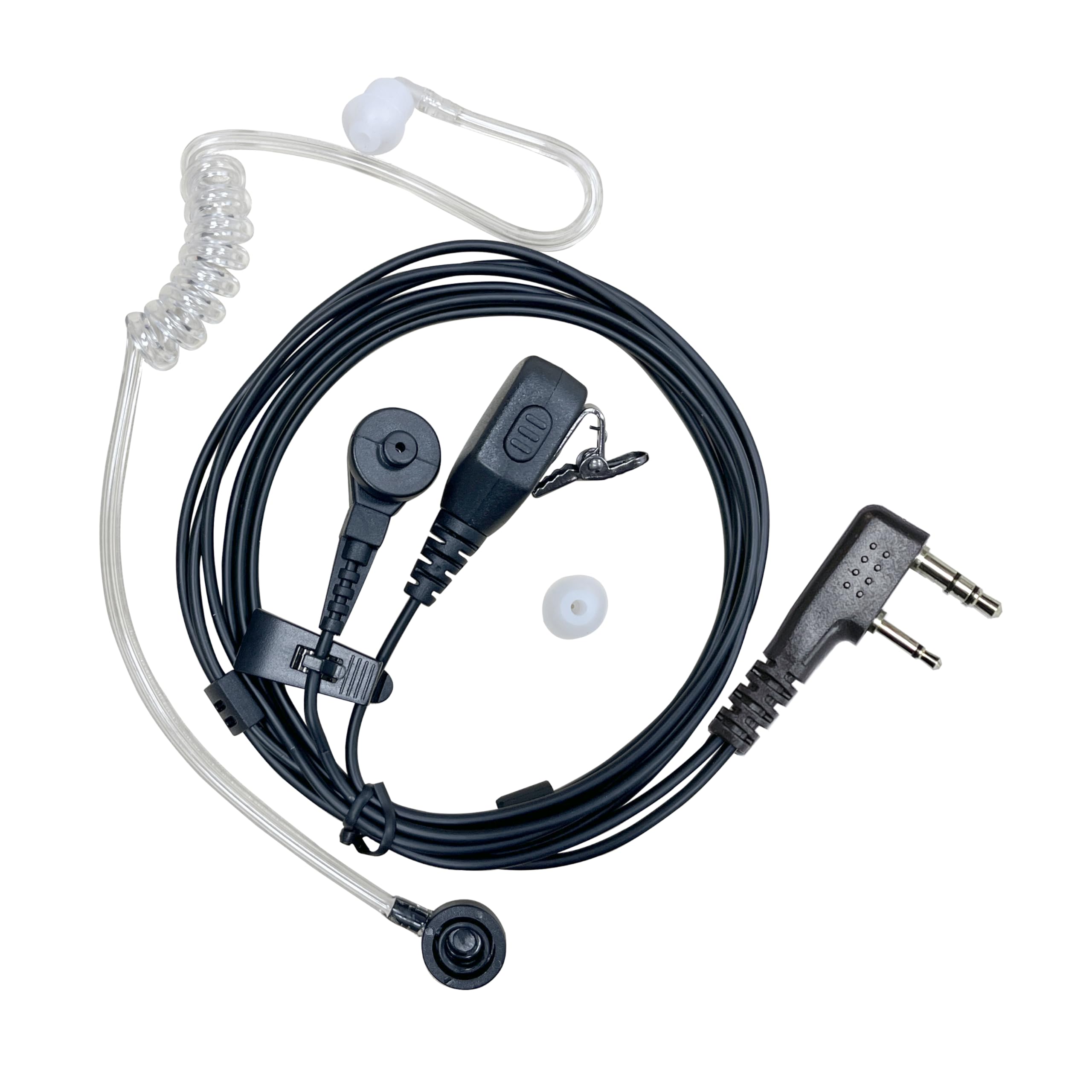 Shon Walkie Talkie Earpiece With Mic   2 Pin Acoustic Tube Earpiece For Crystal Clear Sound, Compatible With Kenwood Baofeng And