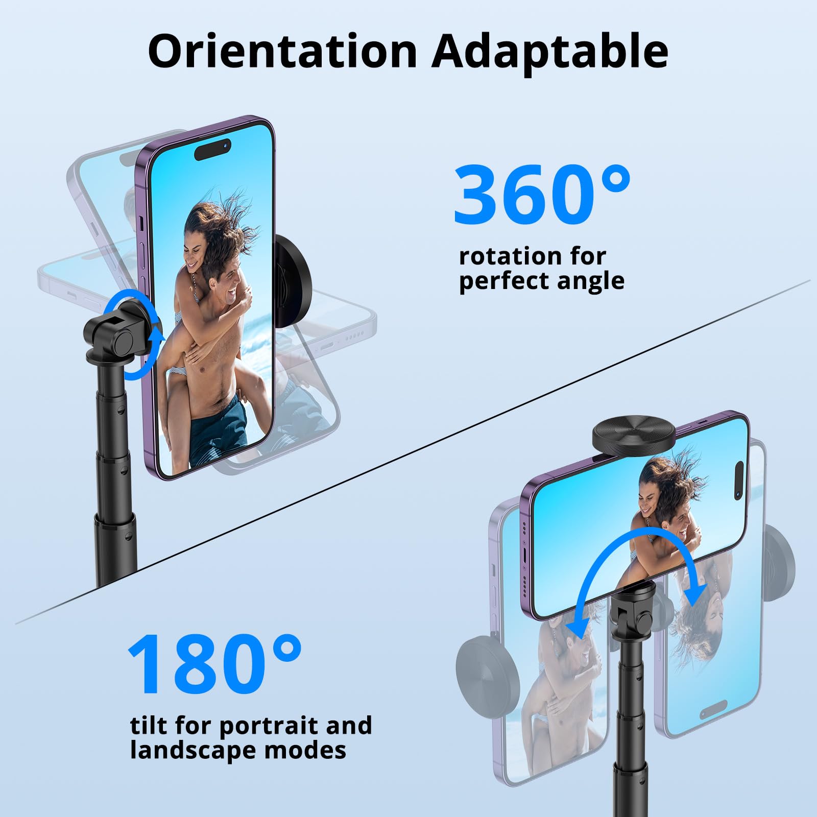 Atumtek 51'' Selfie Stick Tripod, All In One Extendable Phone Tripod Stand With Bluetooth Remote 360 Rotation For Iphone And And