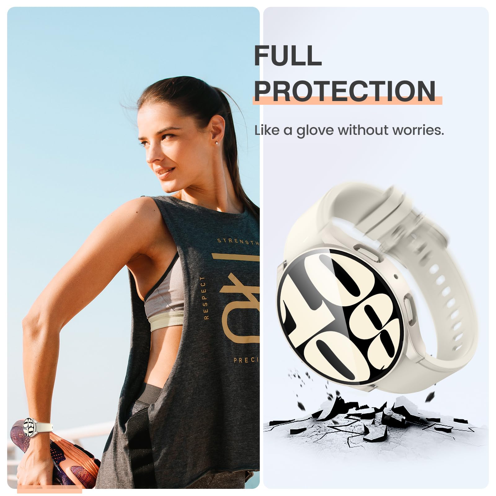 Tensea [2Pack For Samsung Galaxy Watch 6 2023 Screen Protector Case 44Mm Accessories, Protective Face Cover For 44 Mm, Hard Bump