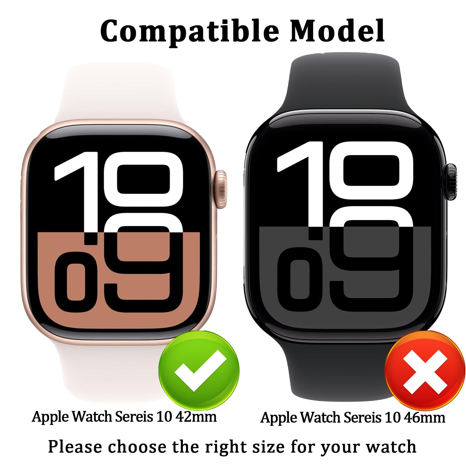 Haanilkyi [6 Pack Case For Apple Watch Series 10 42Mm Screen Protector, Ultra Thin Tempered Glass Full Coverage Hard Pc Protecti