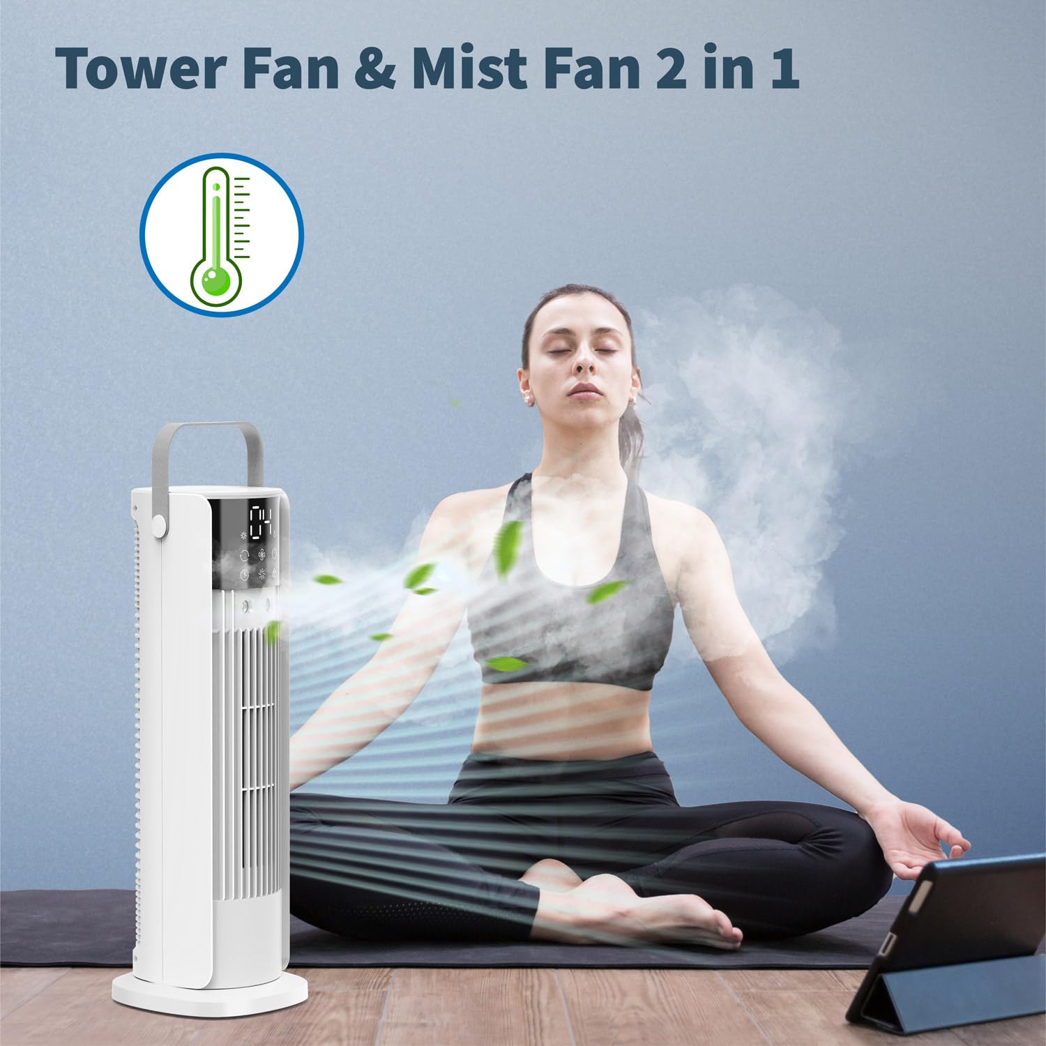Xiurei 16'' Misting Tower Fan, 700Ml Tank, 90 Oscillating Fan W/Remote, Bladeless Desk Fan, 4 Speeds, Timer, Cooling Fan For Bed