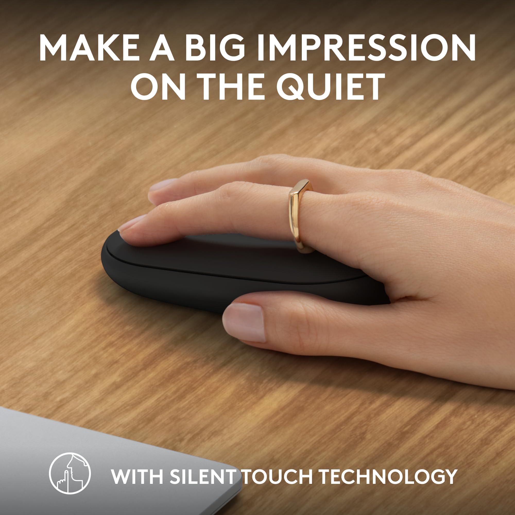 Logitech Pebble Mouse 2 M350S Slim Bluetooth Wireless Mouse, Portable, Lightweight, Customizable Button, Quiet Clicks, Easy Swit