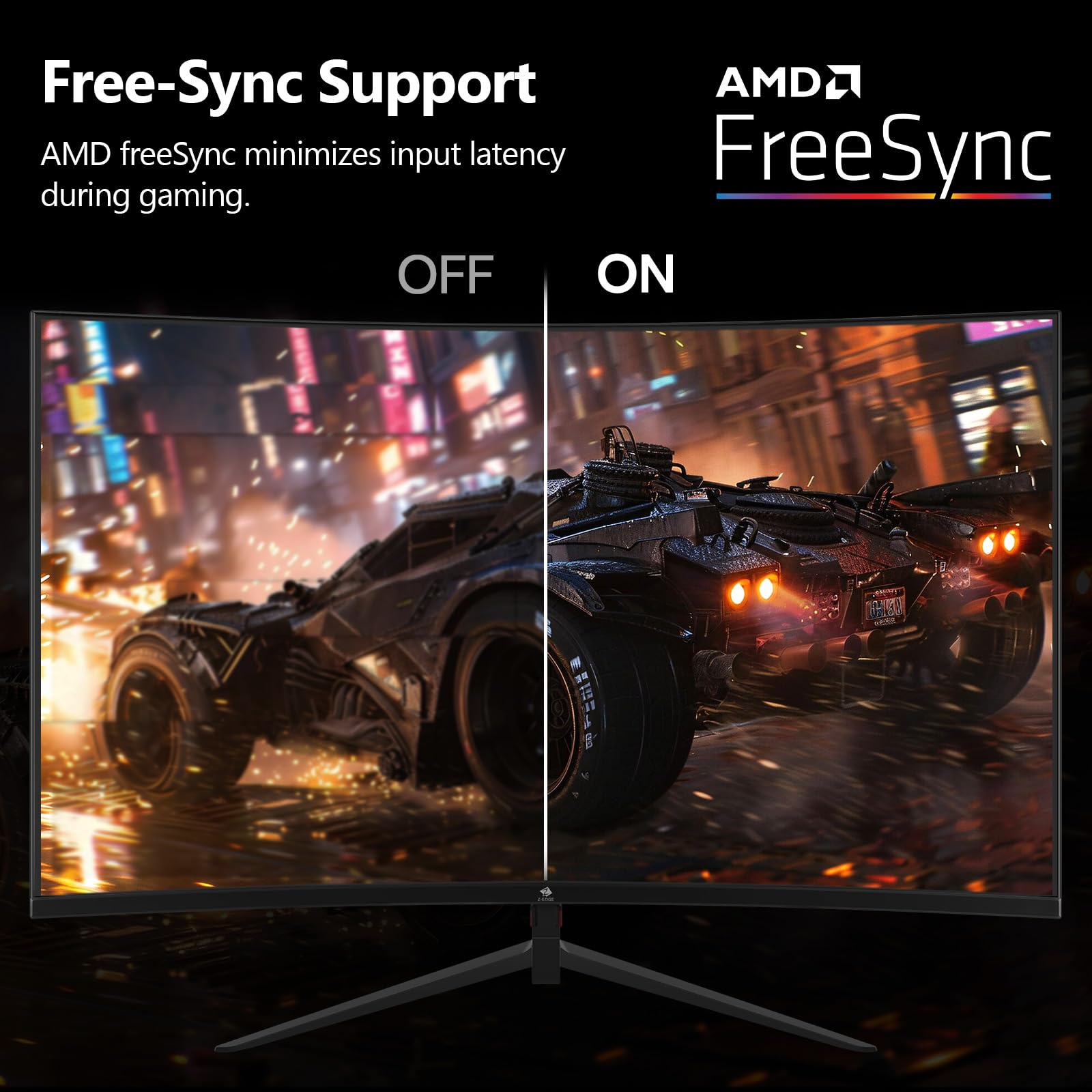 Z Edge 24 Inch Curved Gaming Monitor 180Hz Refresh Rate, 1Ms Mprt, Fhd 1080 Gaming Monitor, R1650 Curved, Ug24 Amd Freesync Premium Display